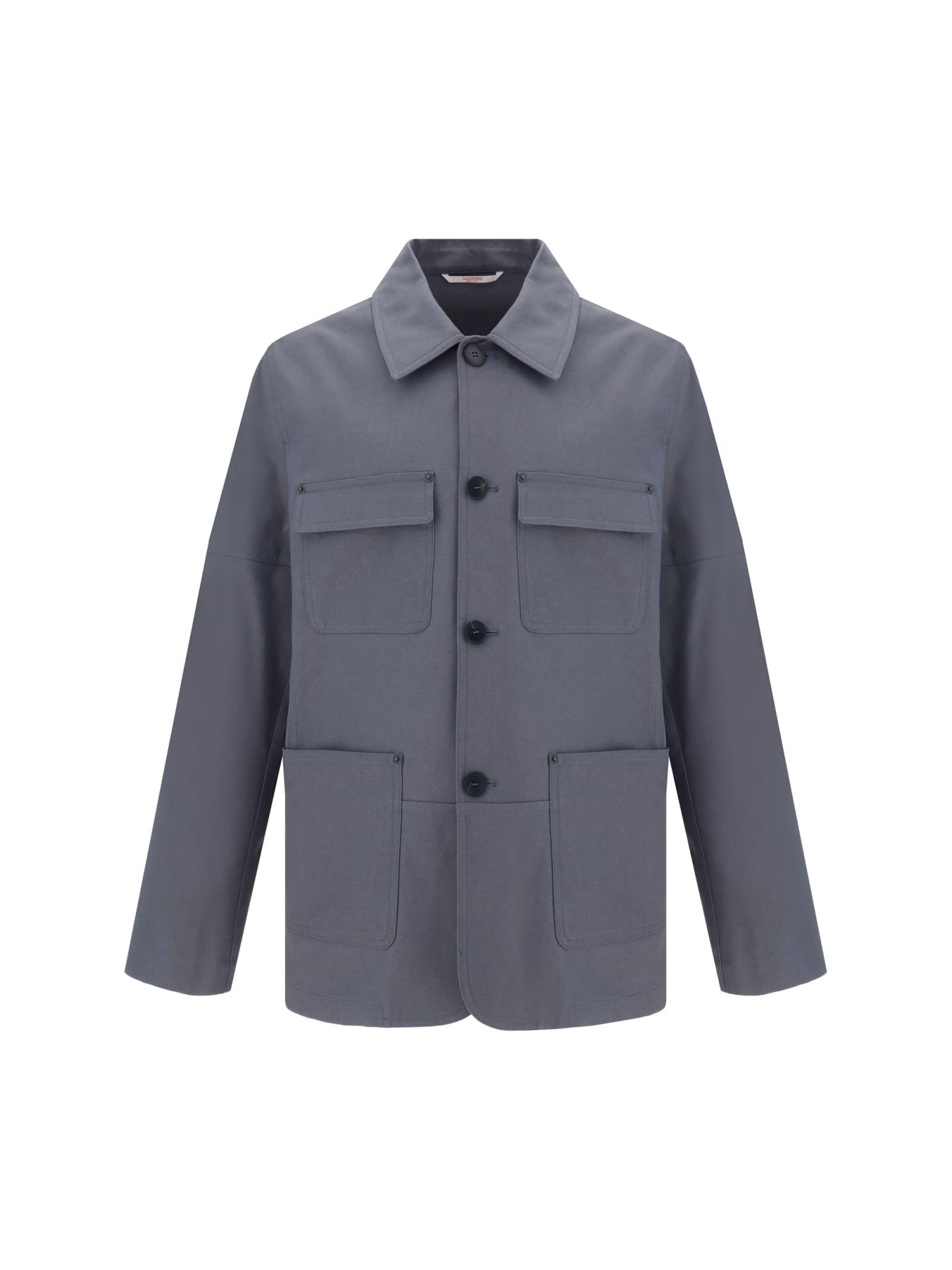 Shop Valentino Caban Jacket In Grigio Chiaro