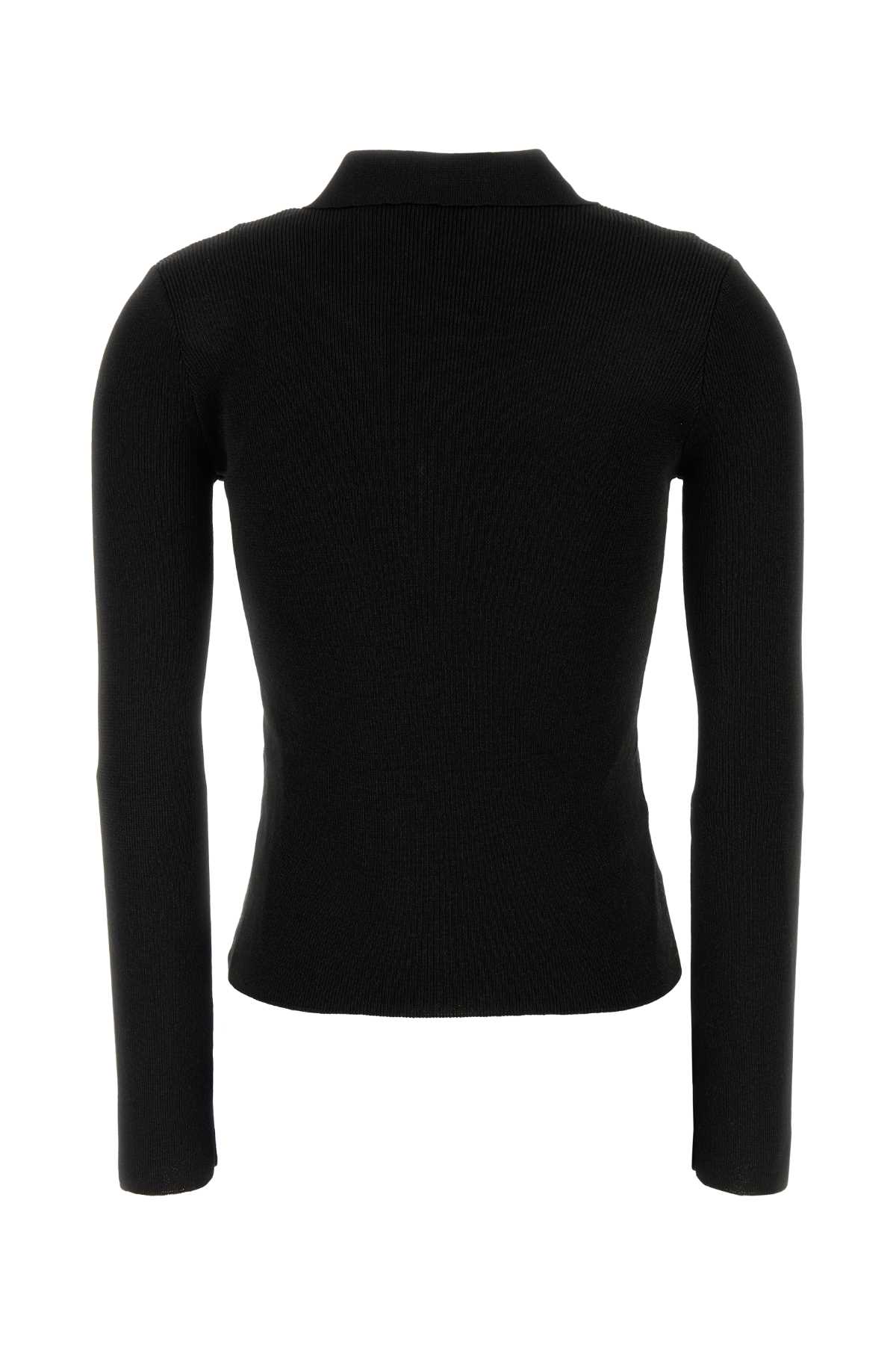 Apc Long Sleeve Polo Shirt With Ribbed Collar In Black