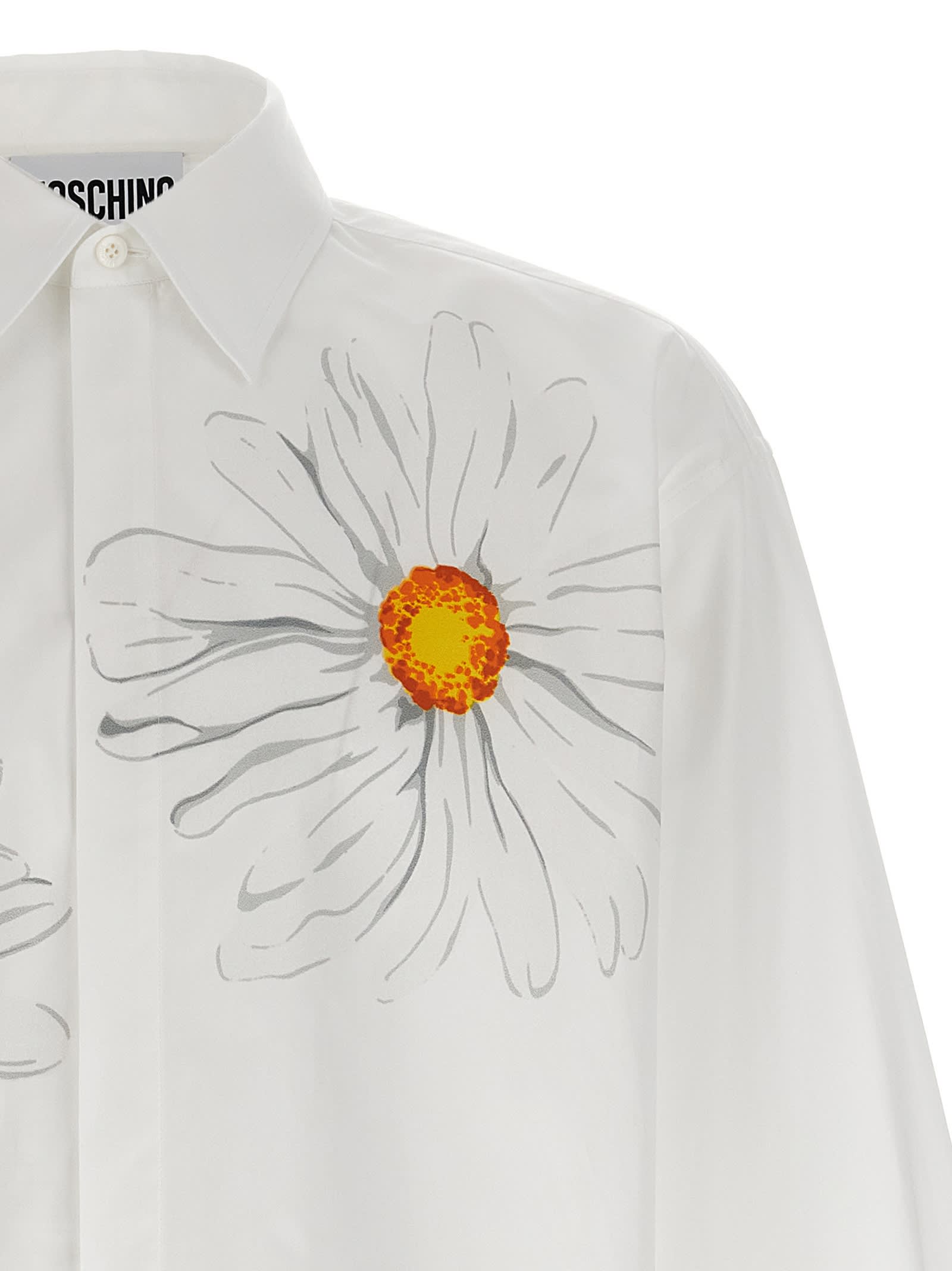 Moschino Floral-embroidered Buttoned Shirt In White