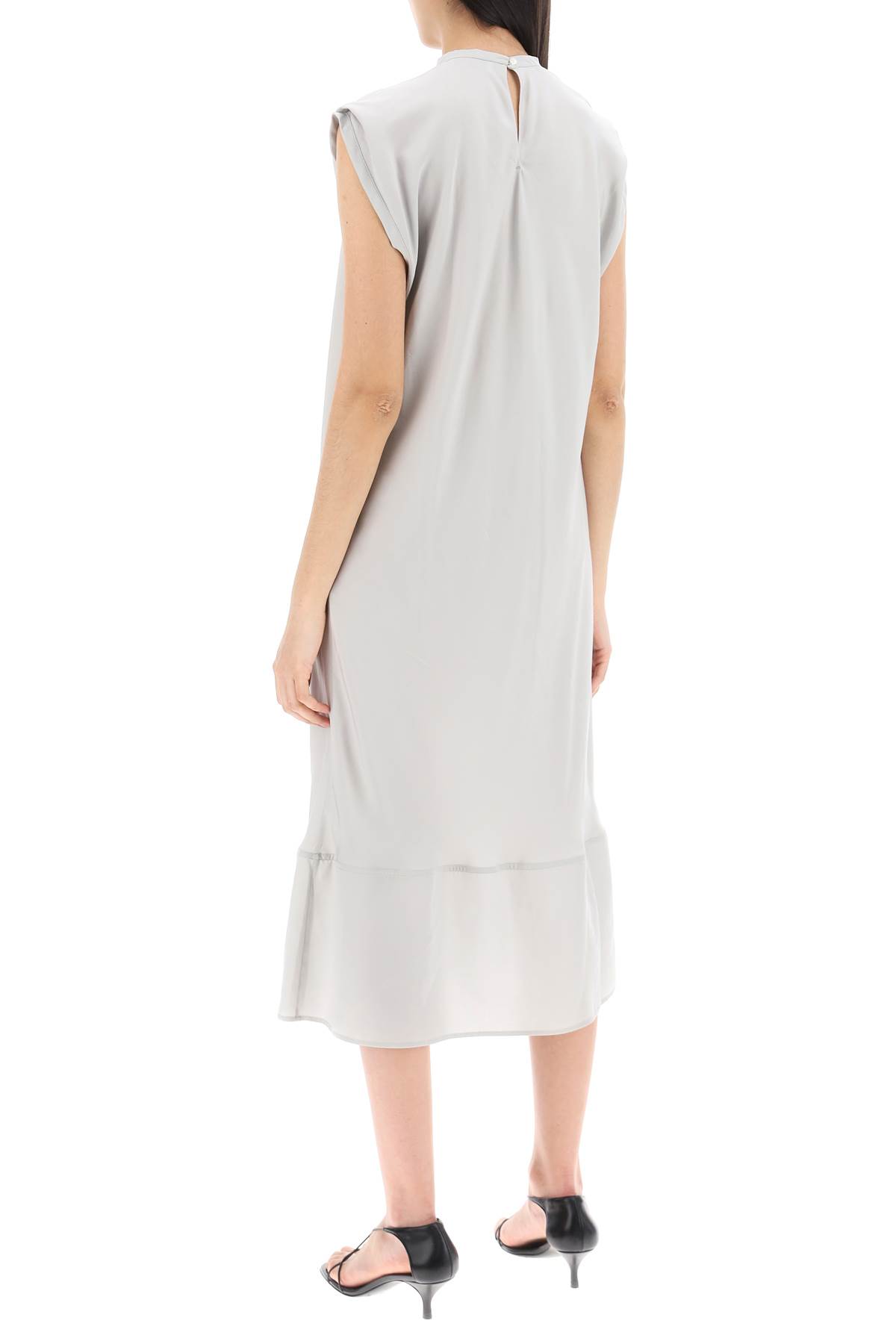 Shop Lemaire Midi Dress With Diagonal Cut In In Cloud Grey (grey)