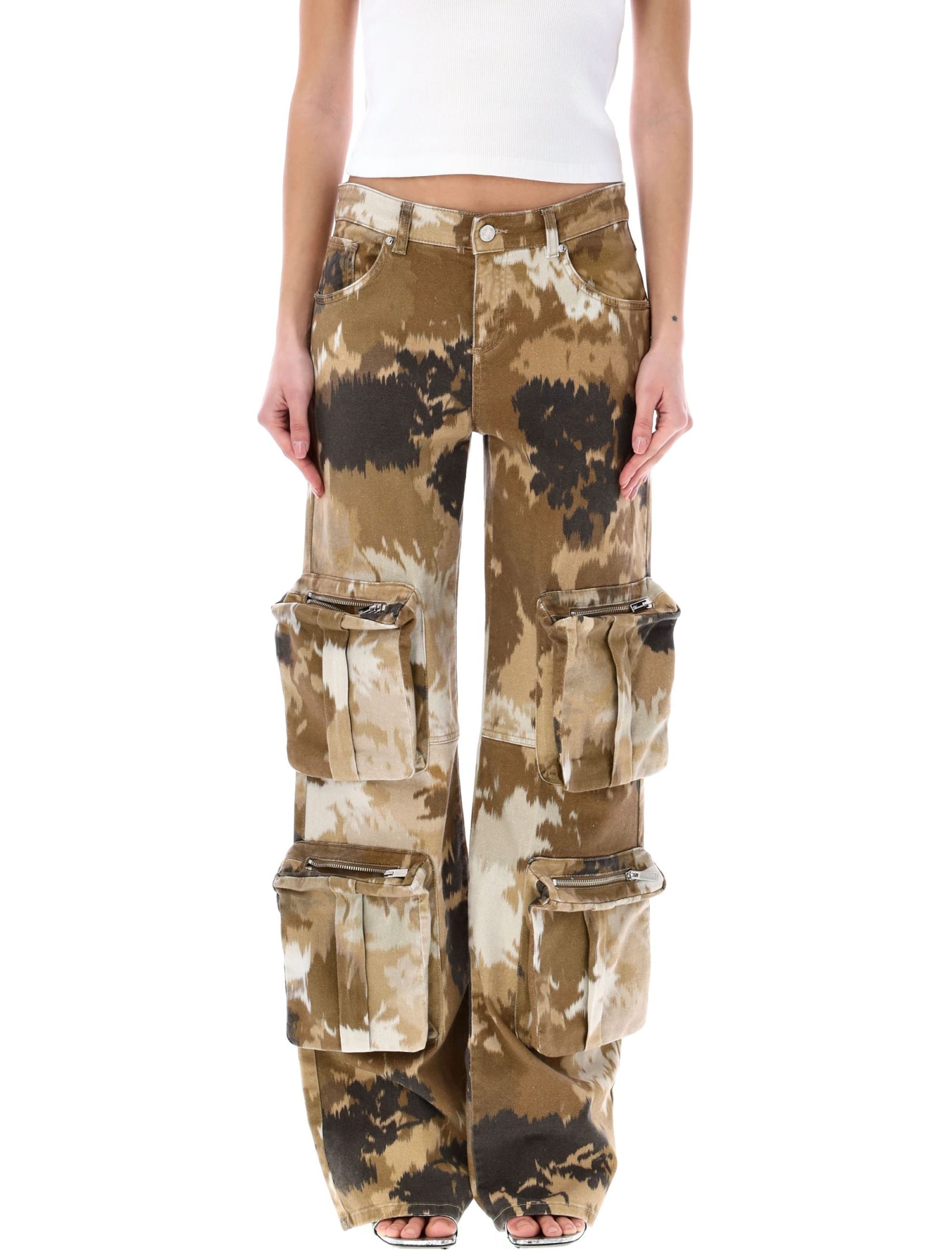 Shop Blumarine Camouflage Pattern Cargo Pants