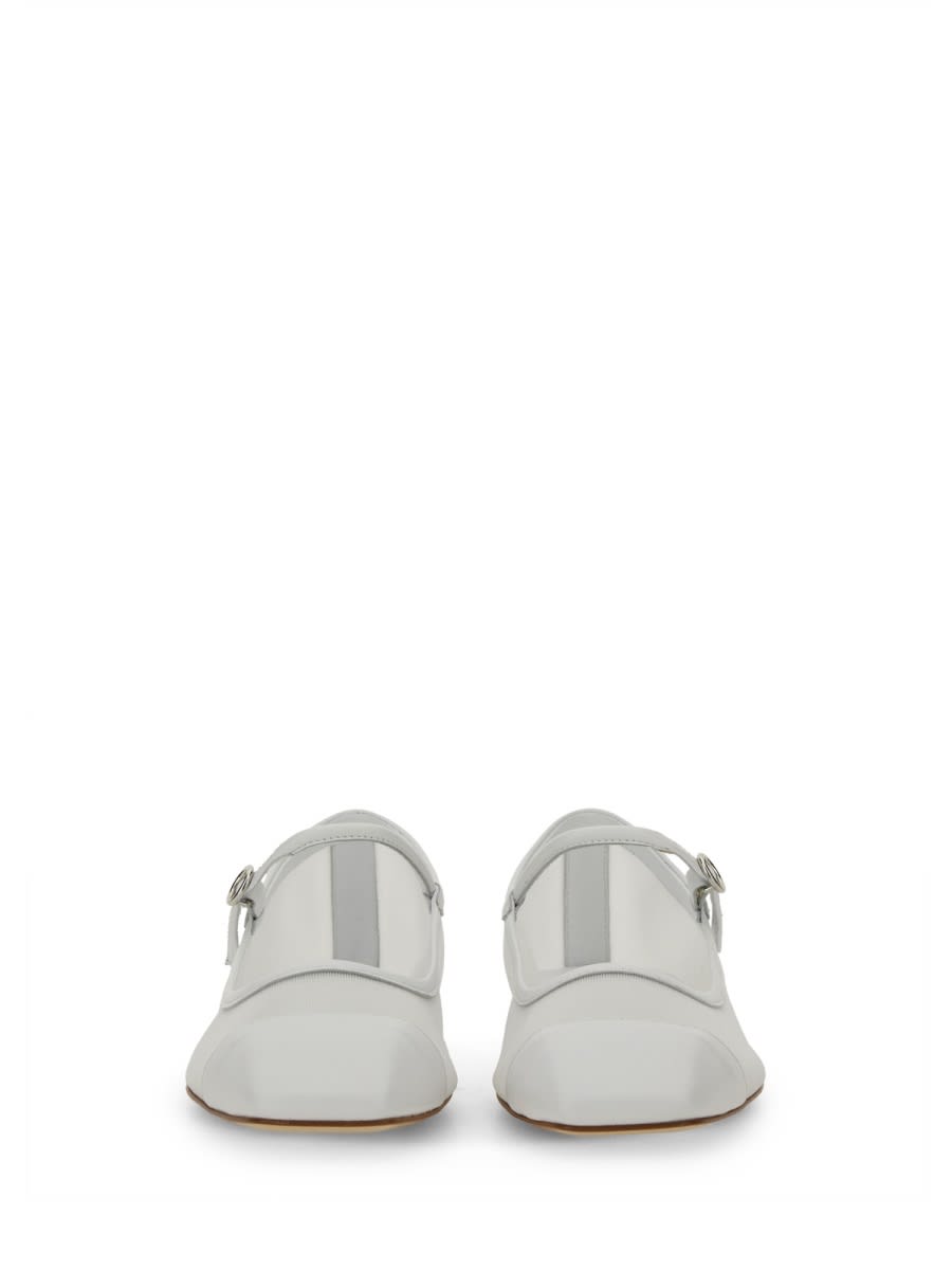 Aeyde Round Toe Ballerina Shoes With Contrast Piping In White