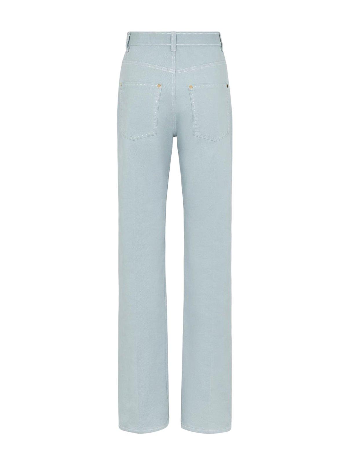 Shop Fendi Straight-leg Pants In Pale Blue