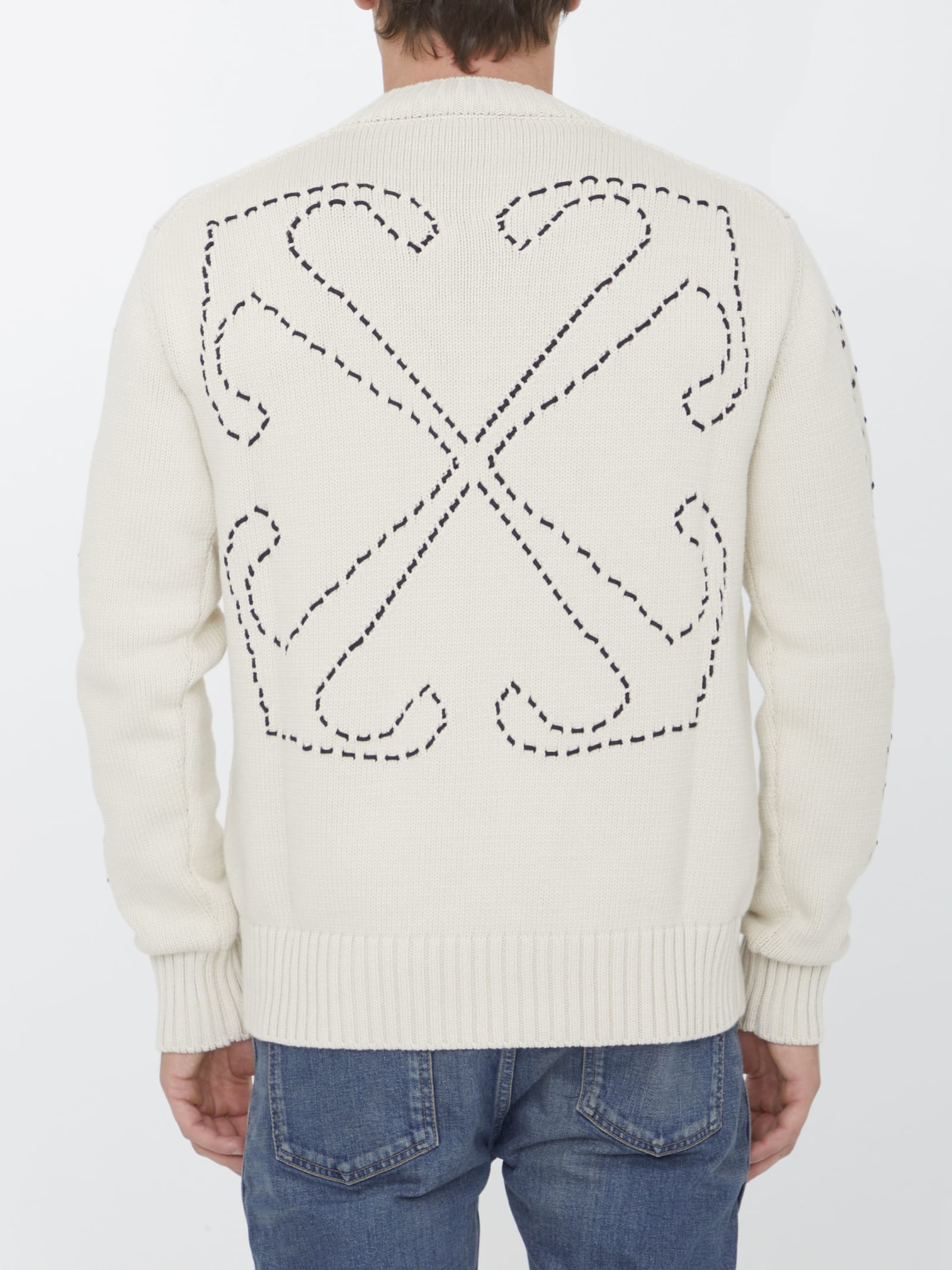 Shop Off-white Stitch Arrow Diags Sweater In Beige