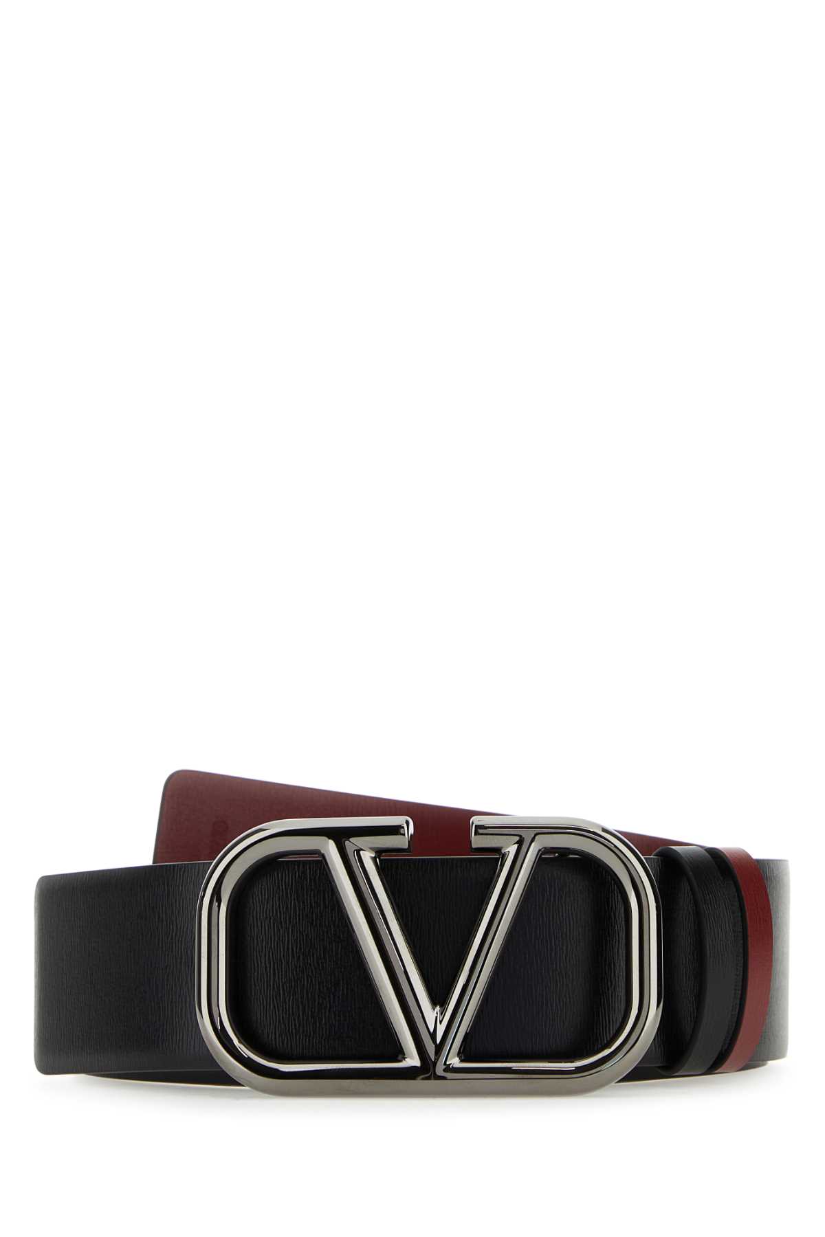 Shop Valentino Black Leather Vlogo Signature Belt In 00b