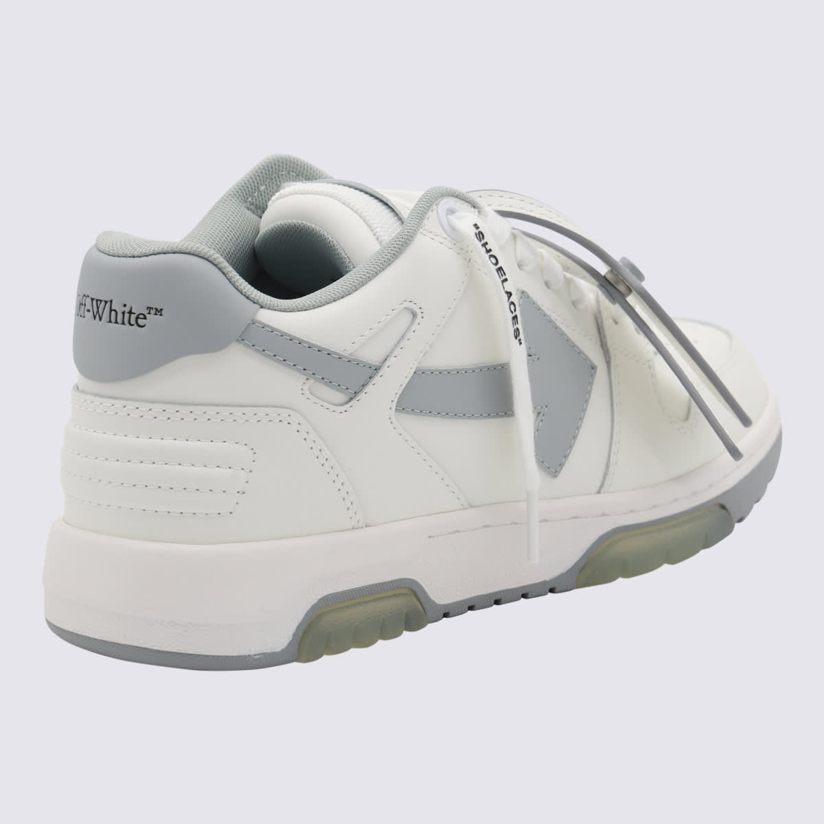 Shop Off-white Grey And White Leather Sneakers