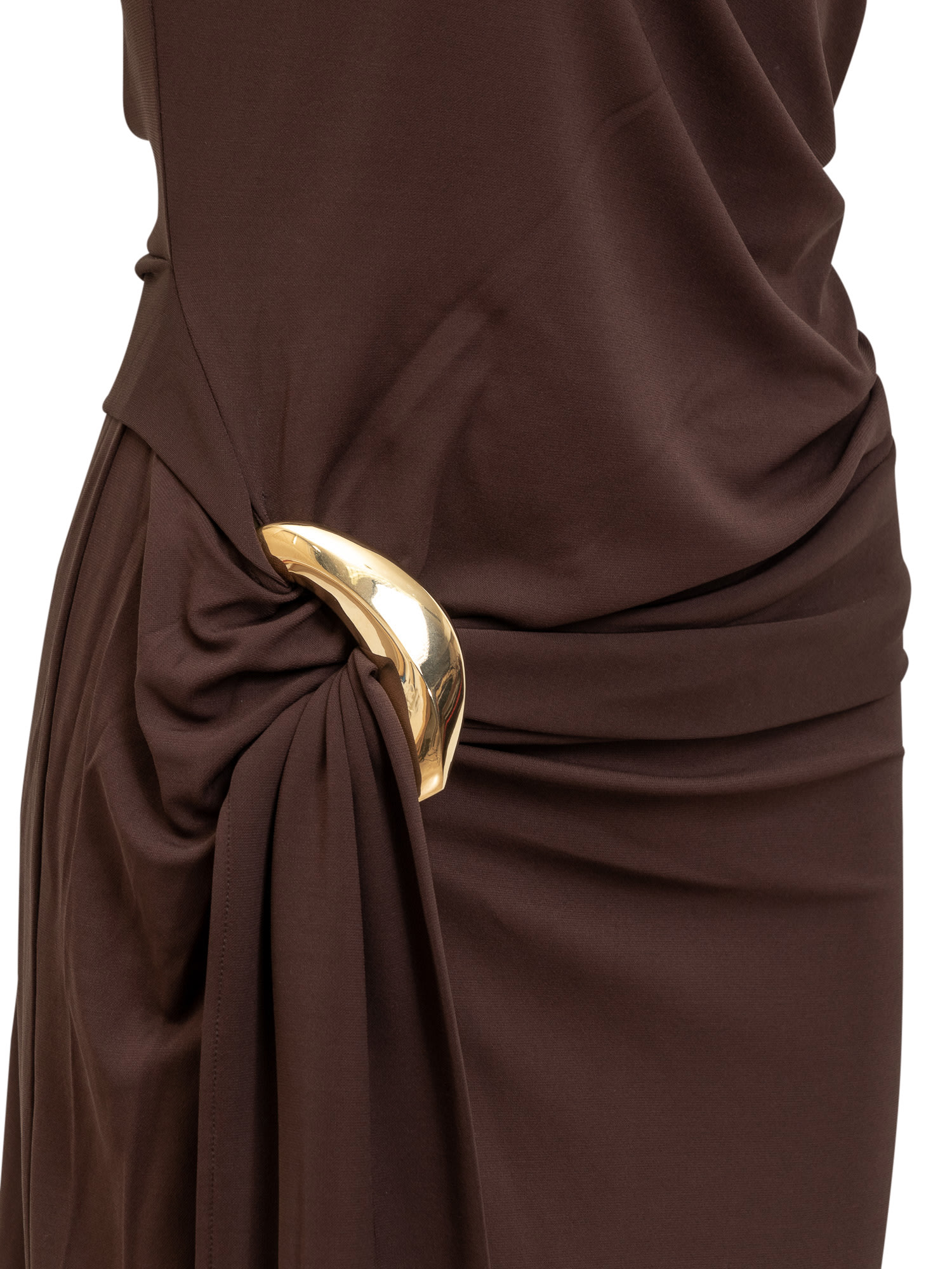 Shop Ferragamo Dress With Bijoux Ring In Expresso