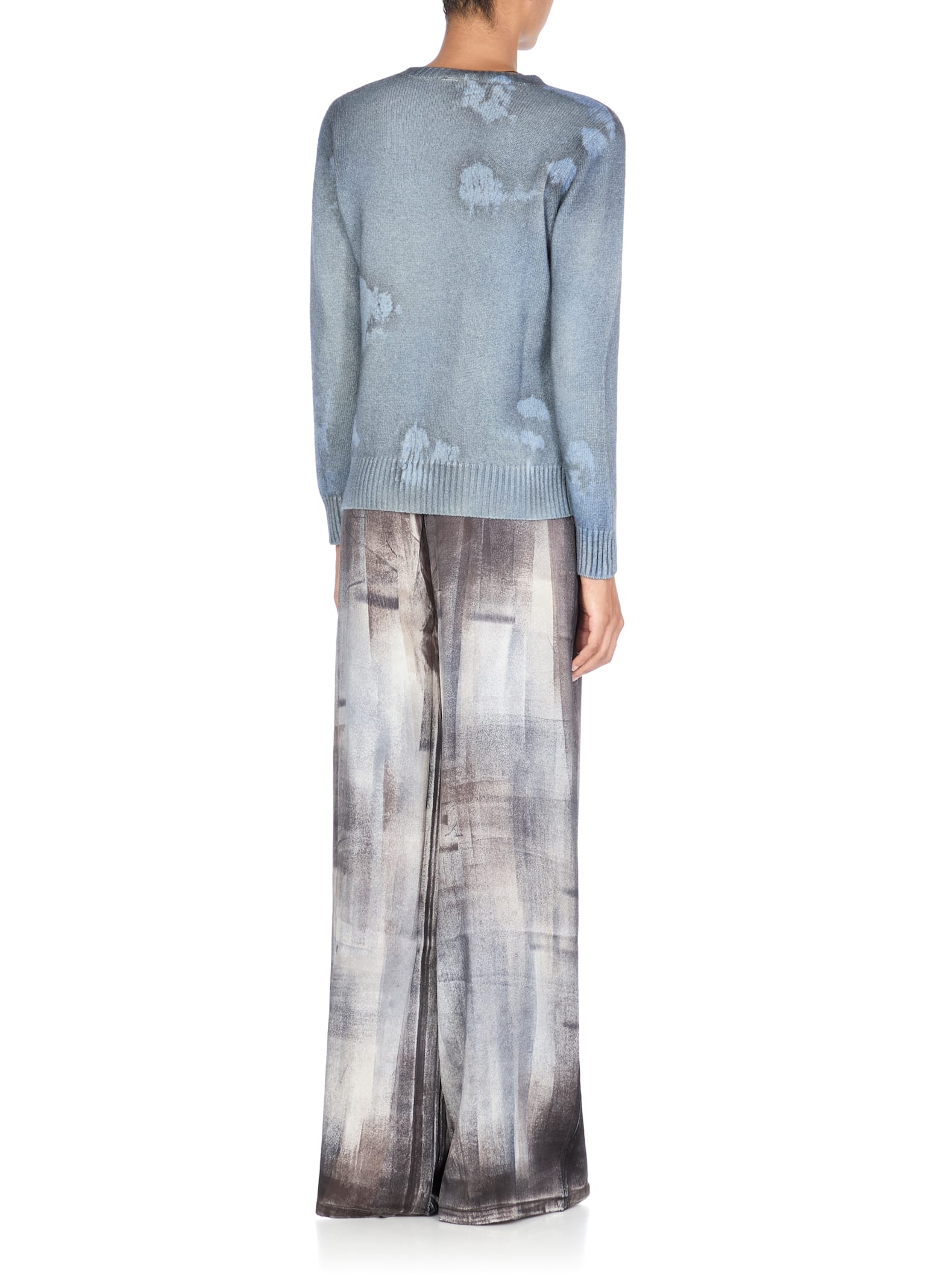 Avant Toi Cashmere Sweater With Unique Blue Pattern In Blue