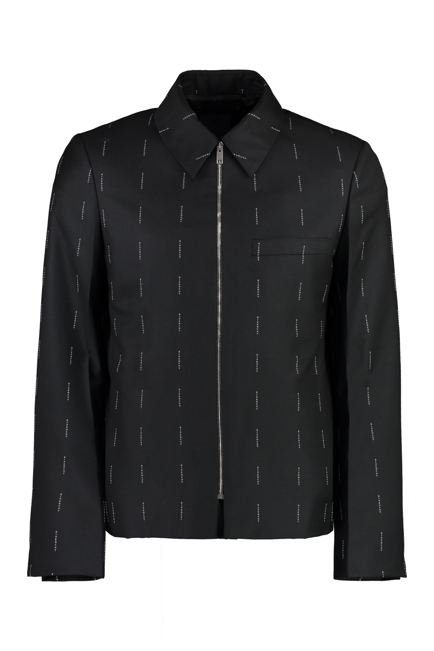 Shop Givenchy Embroidered Wool Jacket In Black