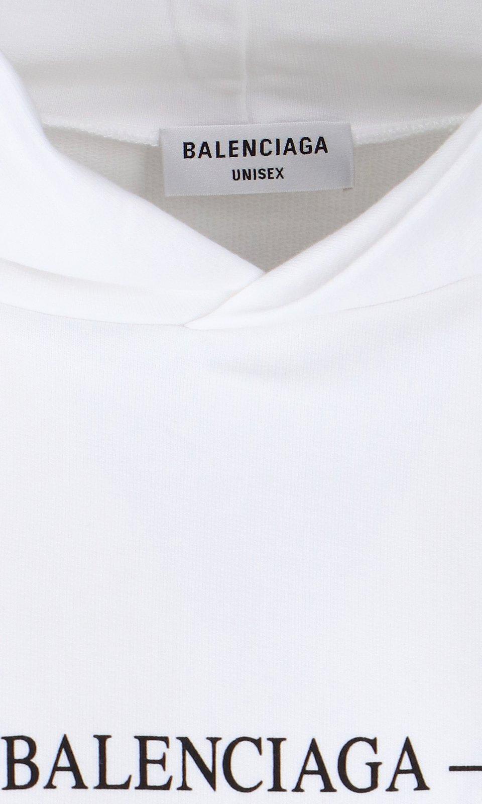 Shop Balenciaga Logo Printed Hoodie In White