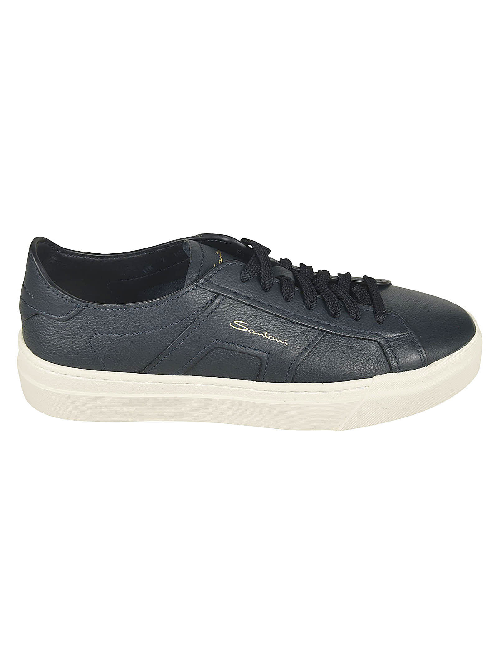 Shop Santoni Logo Sided Sneakers In Blue Navy