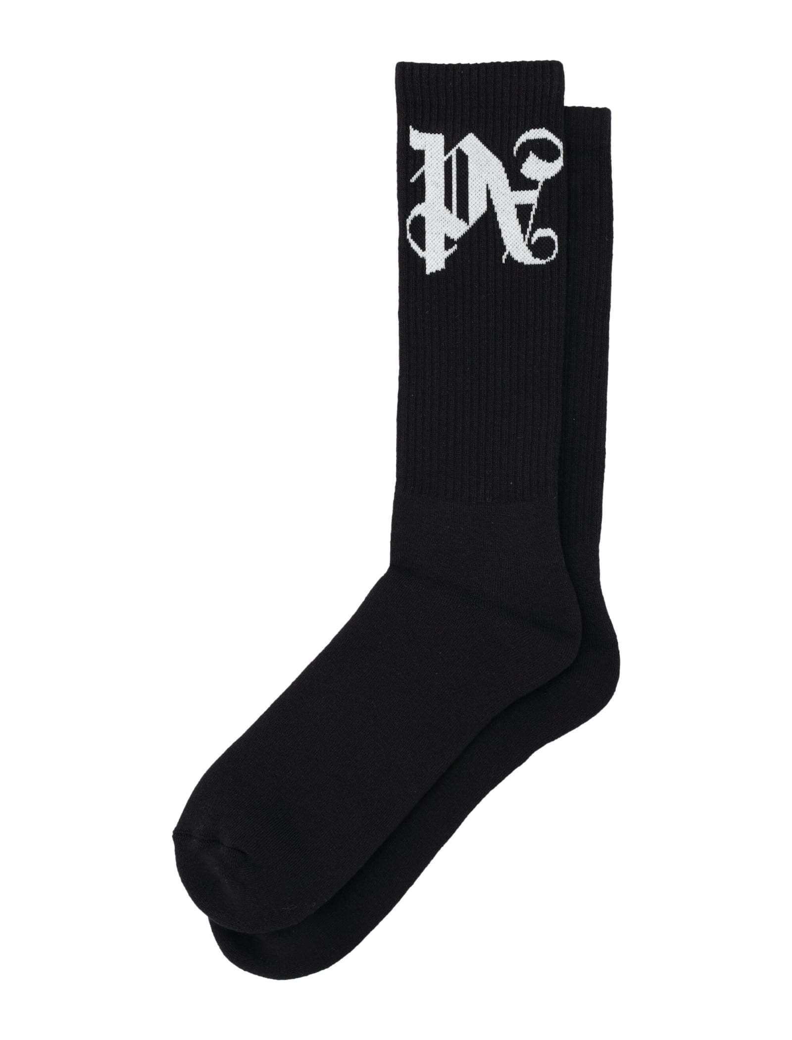 Shop Palm Angels Monogram Socks In Black