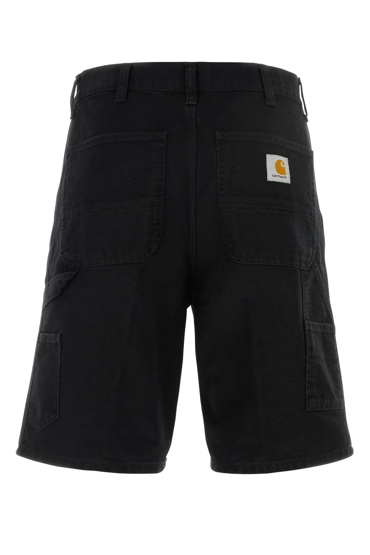 Shop Carhartt Black Cotton Single Knee Short In Grey
