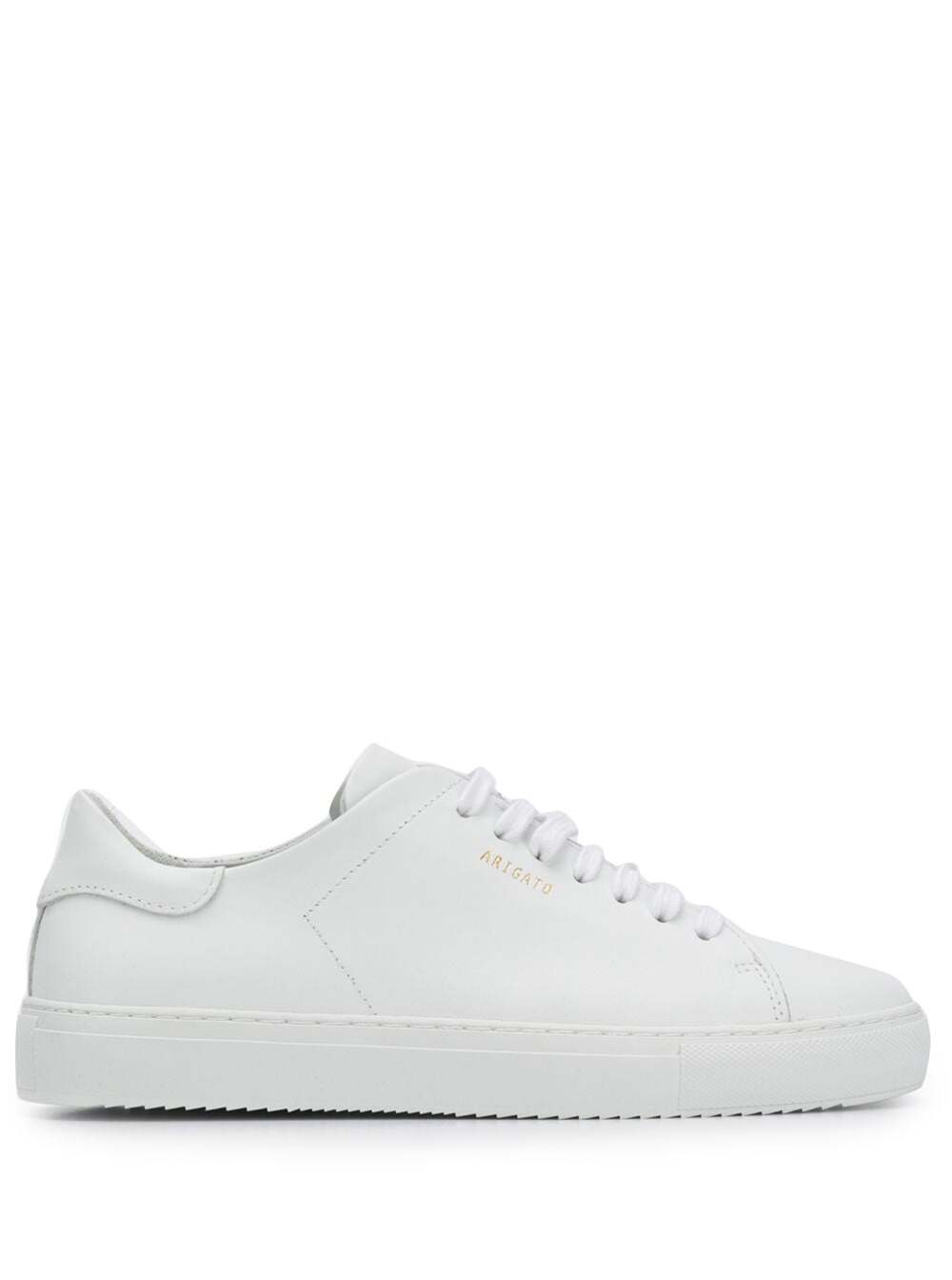 Shop Axel Arigato Clean 90 White Sneakers With Printed Logo In Leather Woman