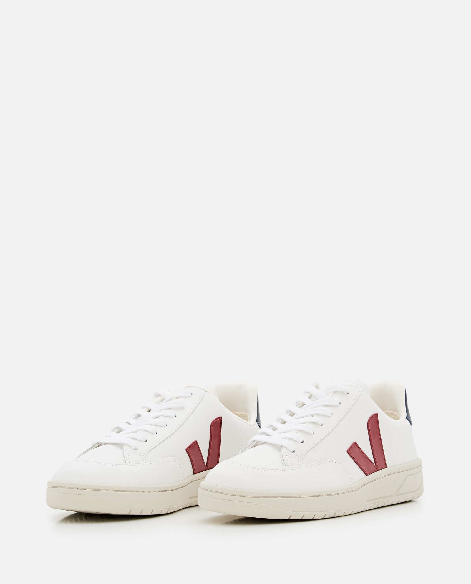 Veja Extra White Marsala And Navy Leather V - 12 Sneakers In White