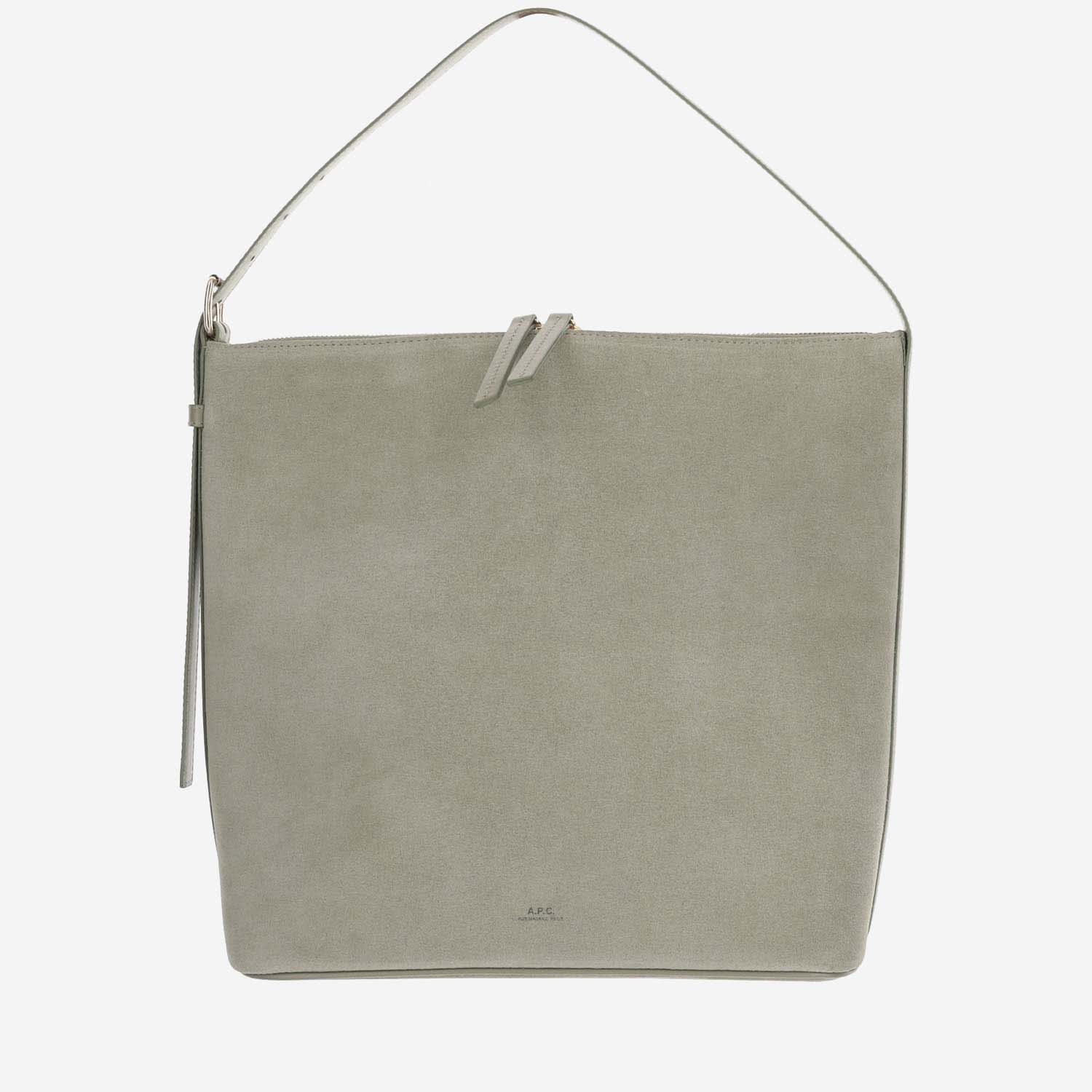 Shop Apc Suede Shoulder Bag In Vert Taupe