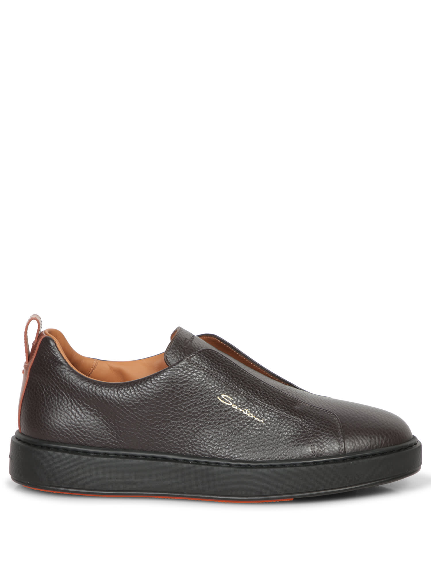 Shop Santoni Victory Grain Brown Tdm Sneakers