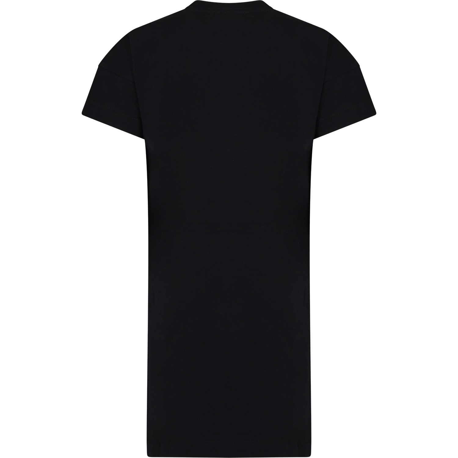 Shop Moschino Black Dress For Girl With Logo And Heart