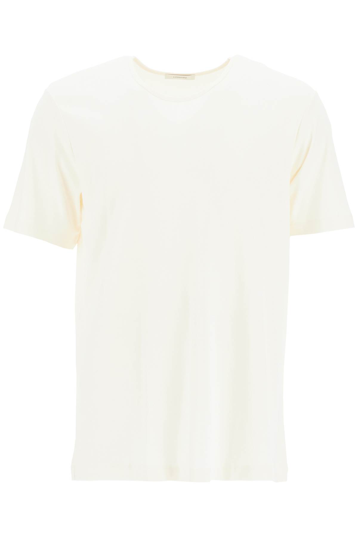 Lemaire Cotton T-shirt With Loose Fit And Round Neck In Light Cream (white)