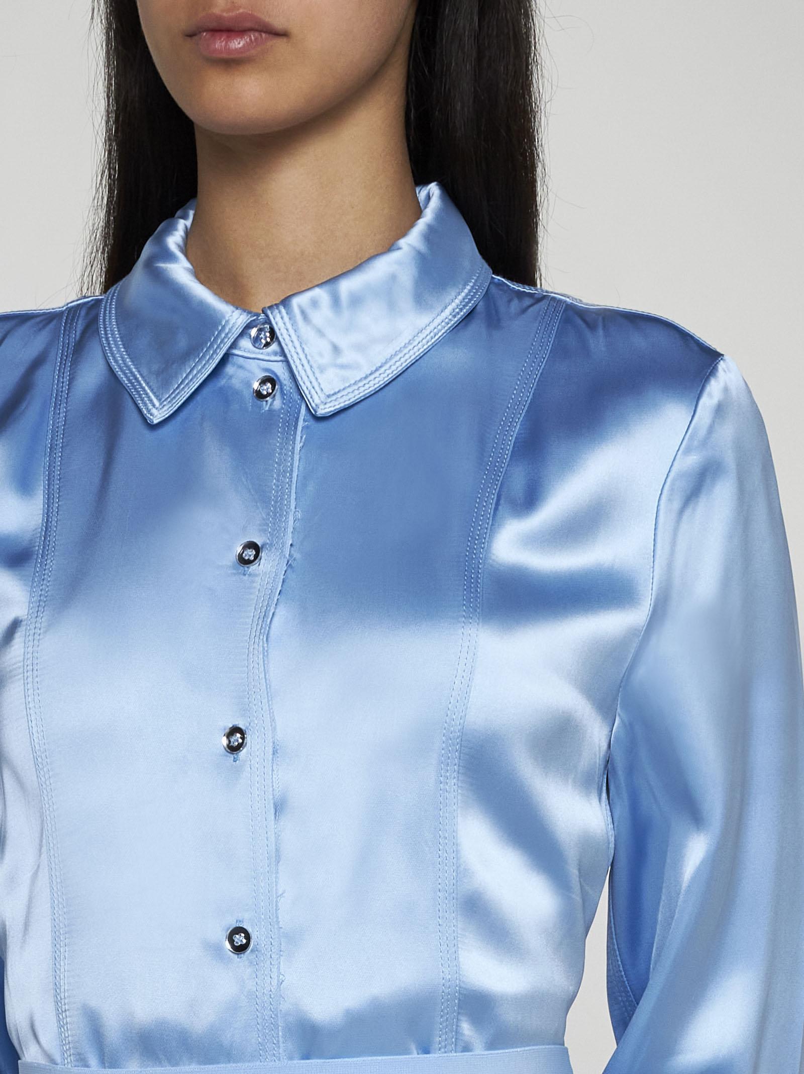 Shop Stine Goya Shane Viscose Satin Shirt In Azzurro