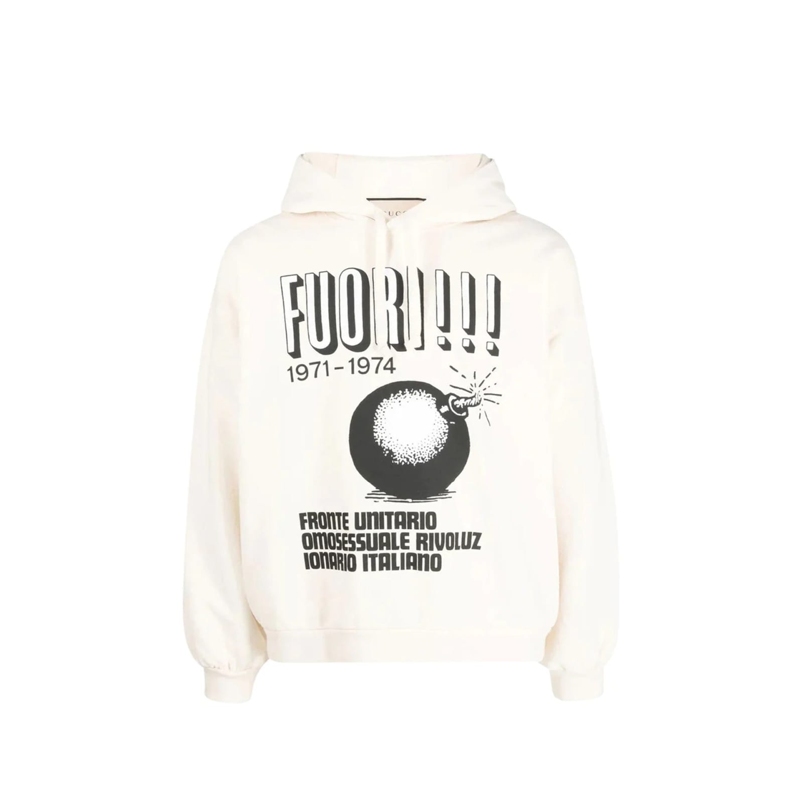 Gucci Printed Hoodie Sweatshirt In Beige