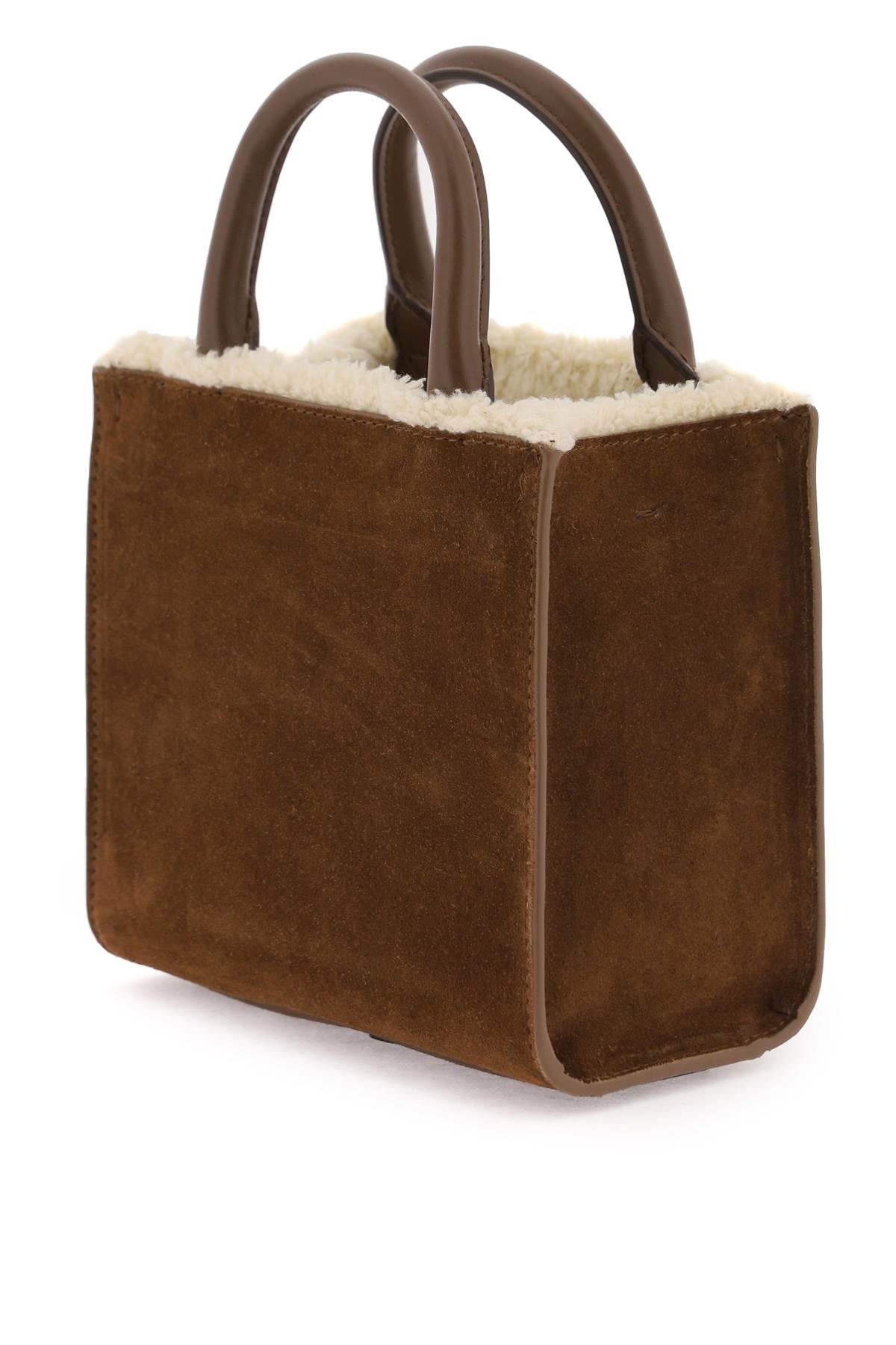 Shop Dolce & Gabbana Dg Daily Mini Suede And Shearling Tote Bag In Marrone Caffelatte (beige)