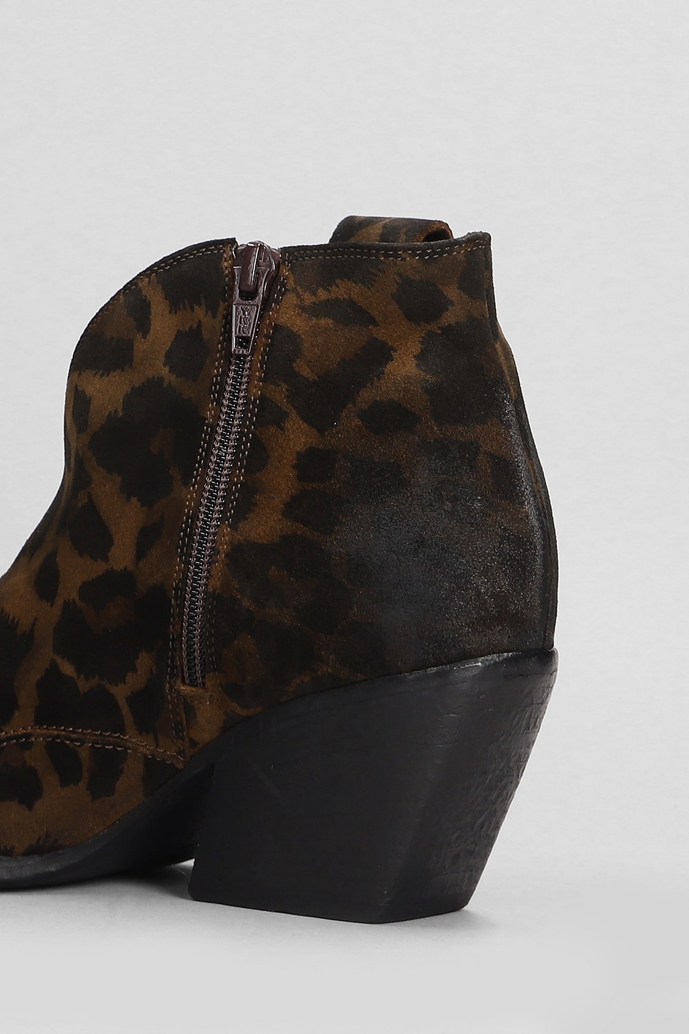 Shop Elena Iachi Texan Ankle Boots In Animalier Suede