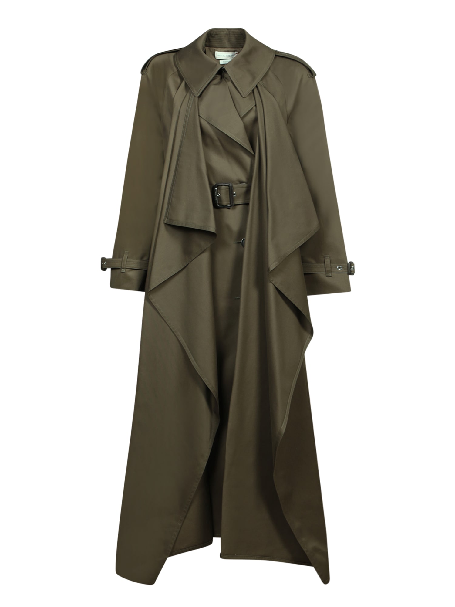 Shop Alexander Mcqueen Oversized Trench In Military Green