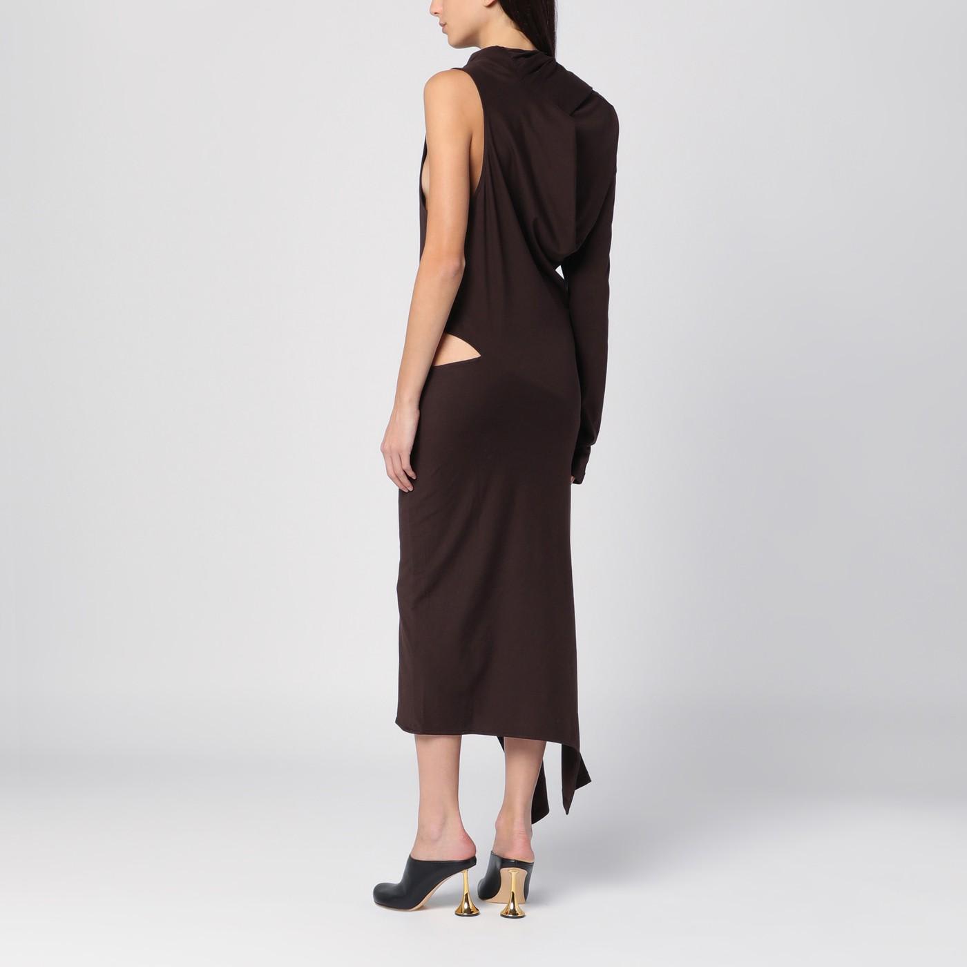 Shop Courrèges Brown One-shoulder Dress With Cut-out