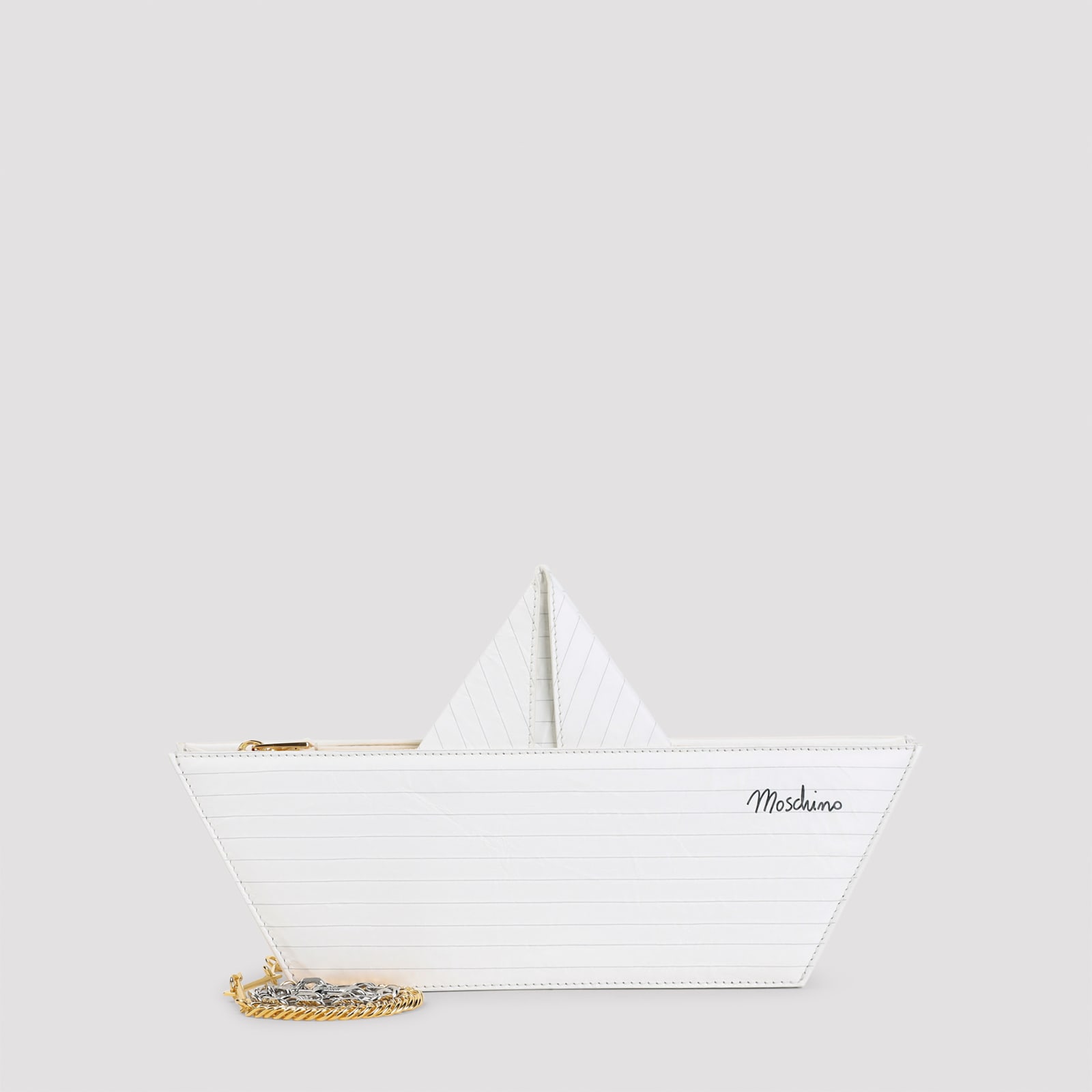 Moschino Paper Boat-inspired Shoulder Bag In Smooth Goat Leather