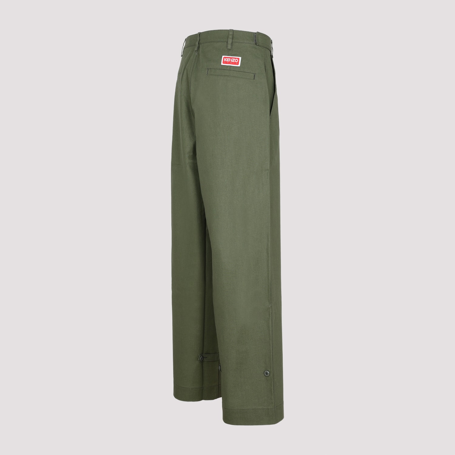 Shop Kenzo Oversized Straight Pants In Dark Khaki