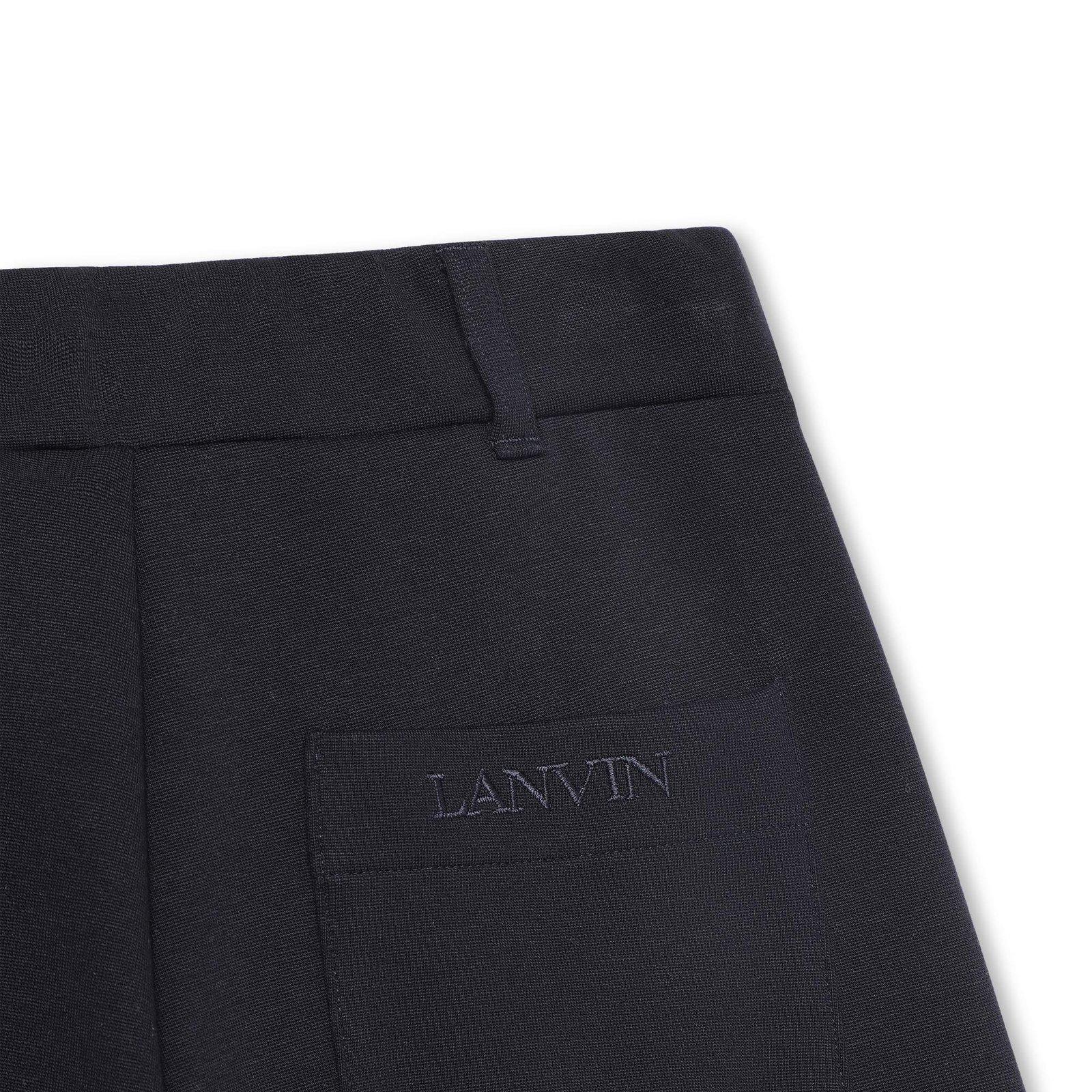 Shop Lanvin Wide Leg Drawstring Trousers In Marine