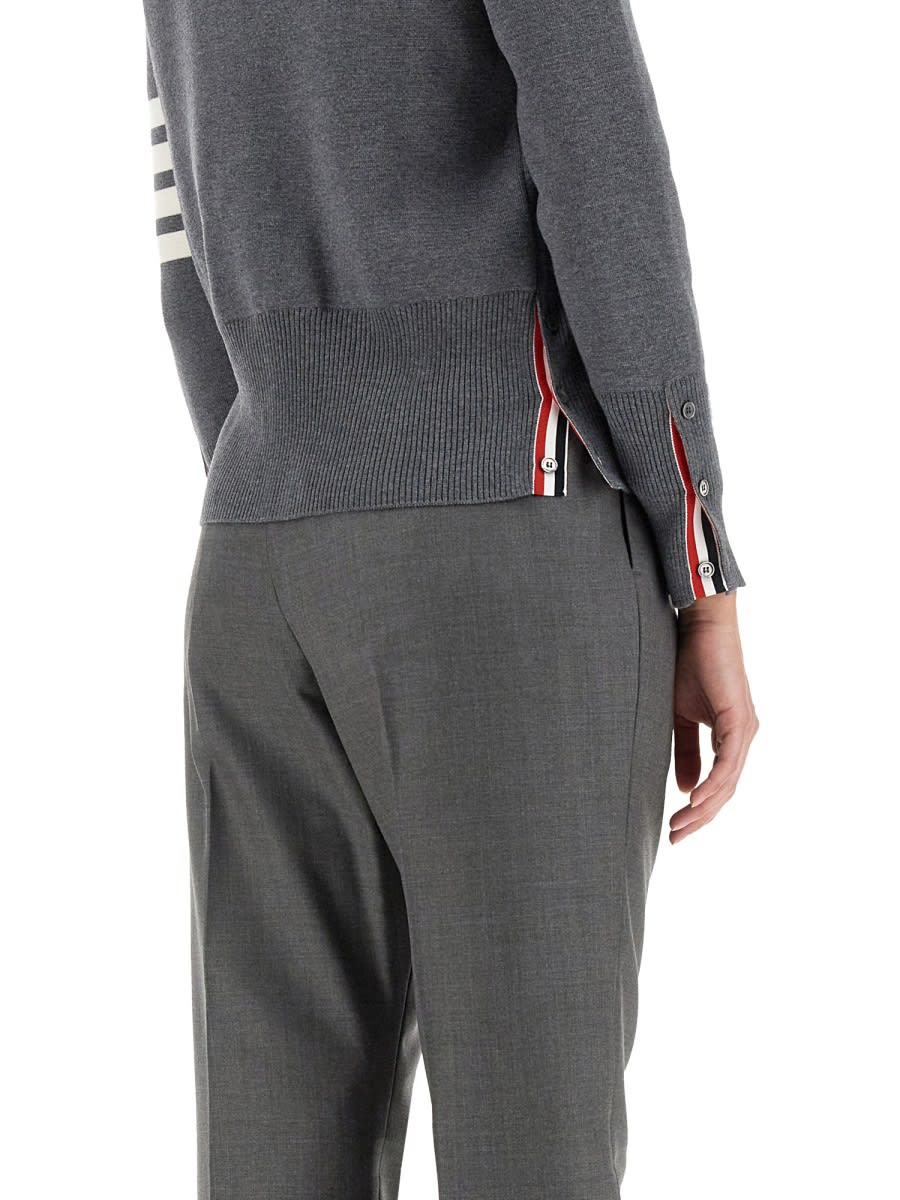 Thom Browne 4-bar Merino Wool Cardigan In Med Grey