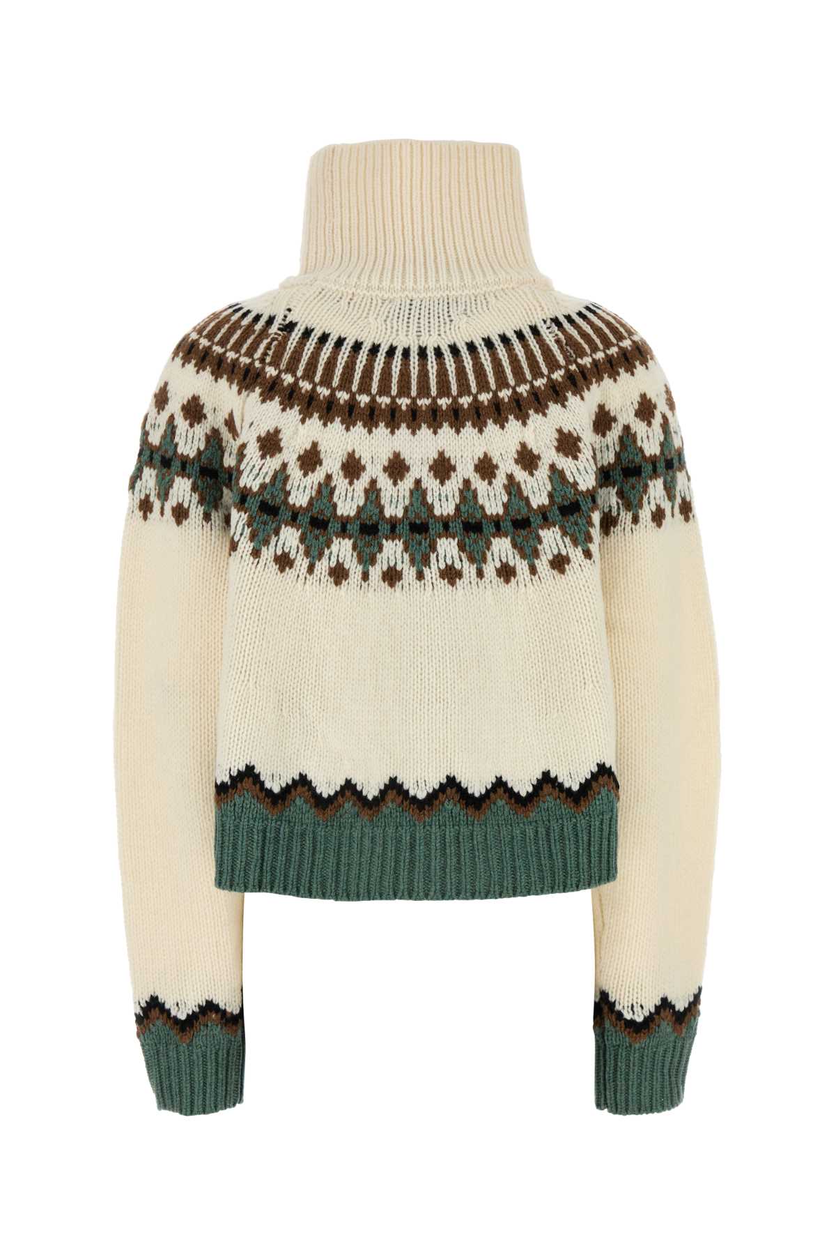 Shop Alanui Embroidered Wool Oversize Sweet Winter Sweater In Whitemult