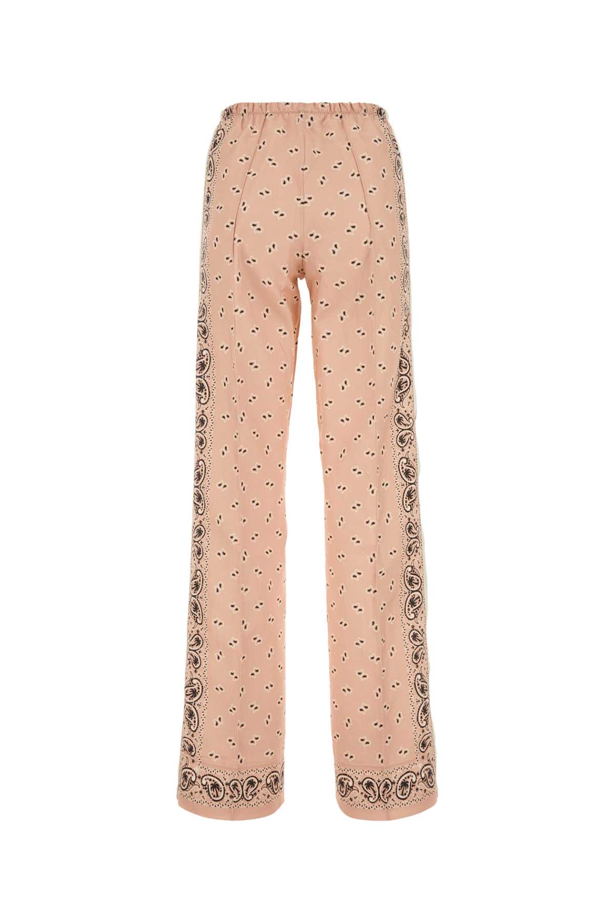 Shop Palm Angels Printed Linen Blend Pant In Pinkoffwhite