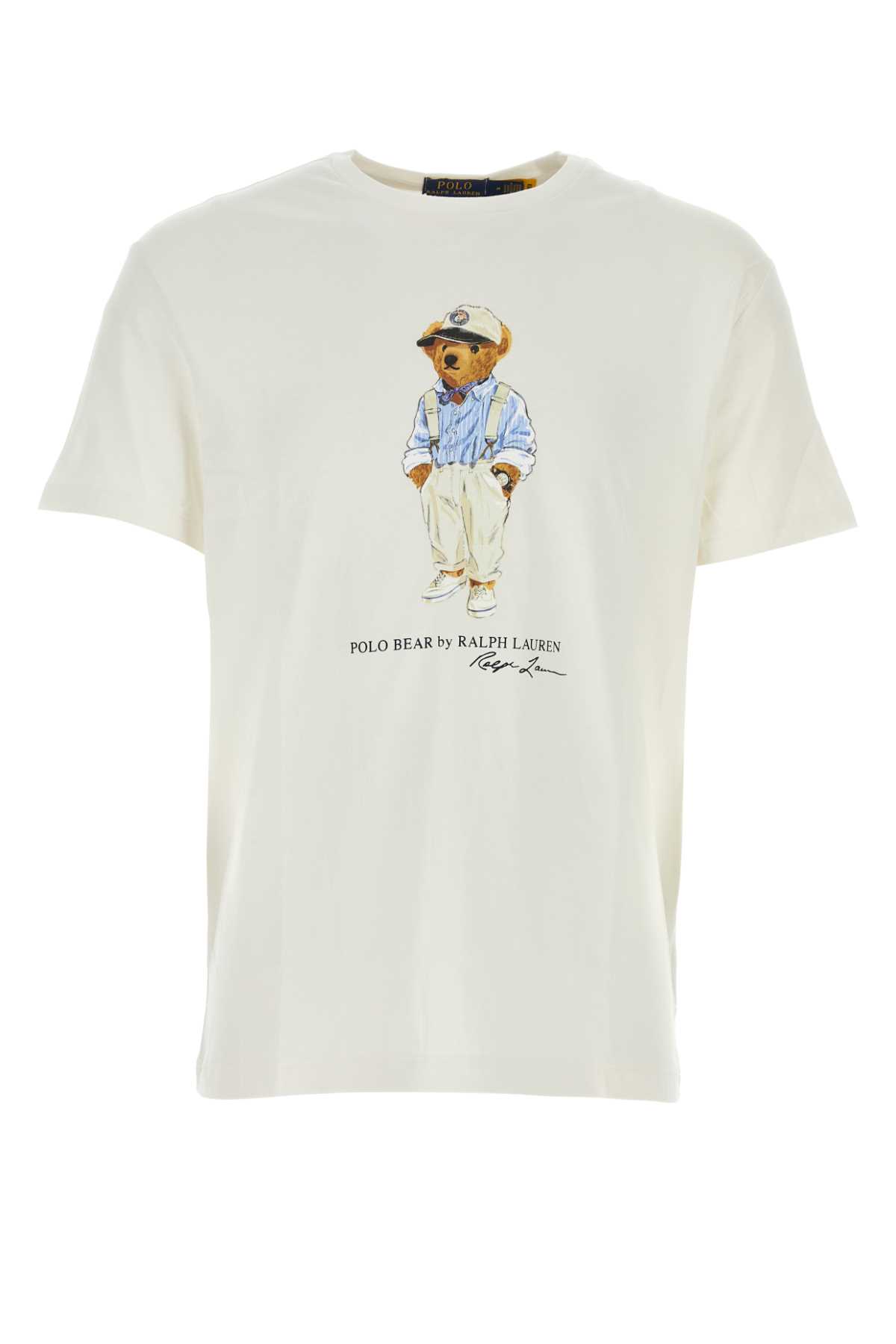 Polo Ralph Lauren White Cotton T-shirt In Deckwshwhthmgwybear