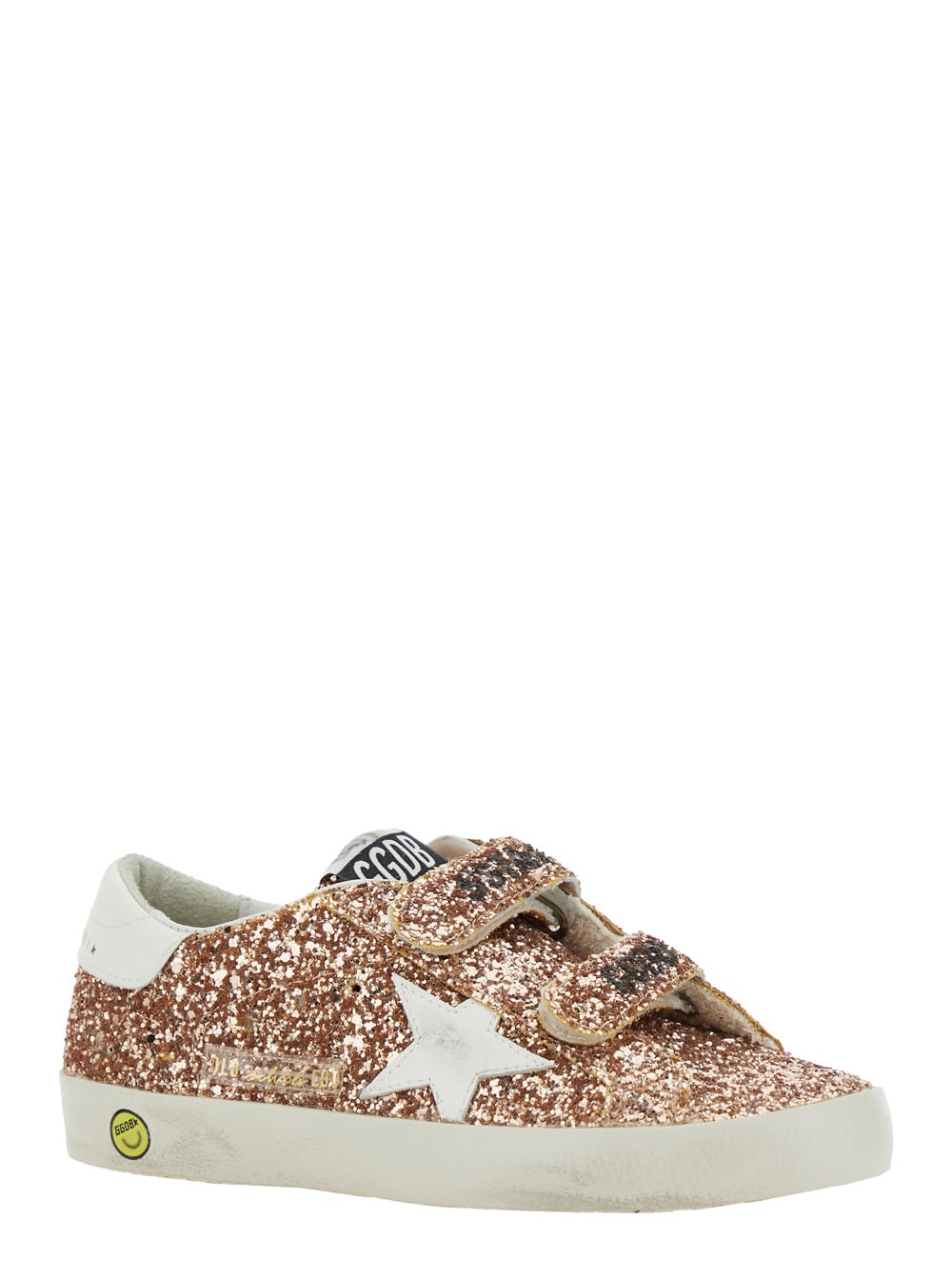 Golden Goose Old School Glitter Leather Sneakers In Brown