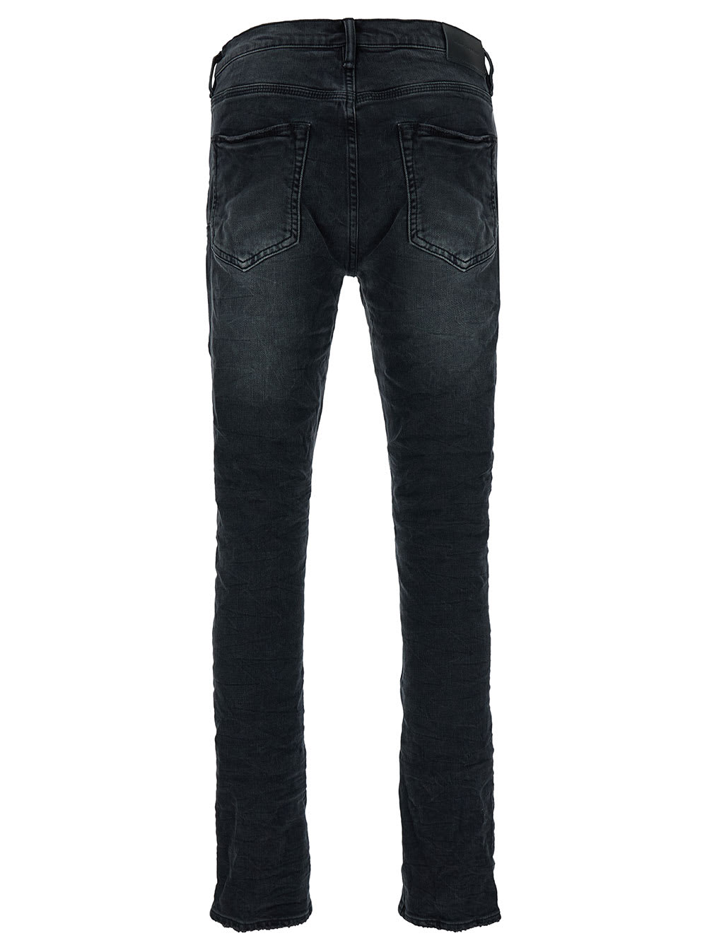 Shop Purple Brand Black Skinny Jeans With Purple Print And Rips In Denim Man