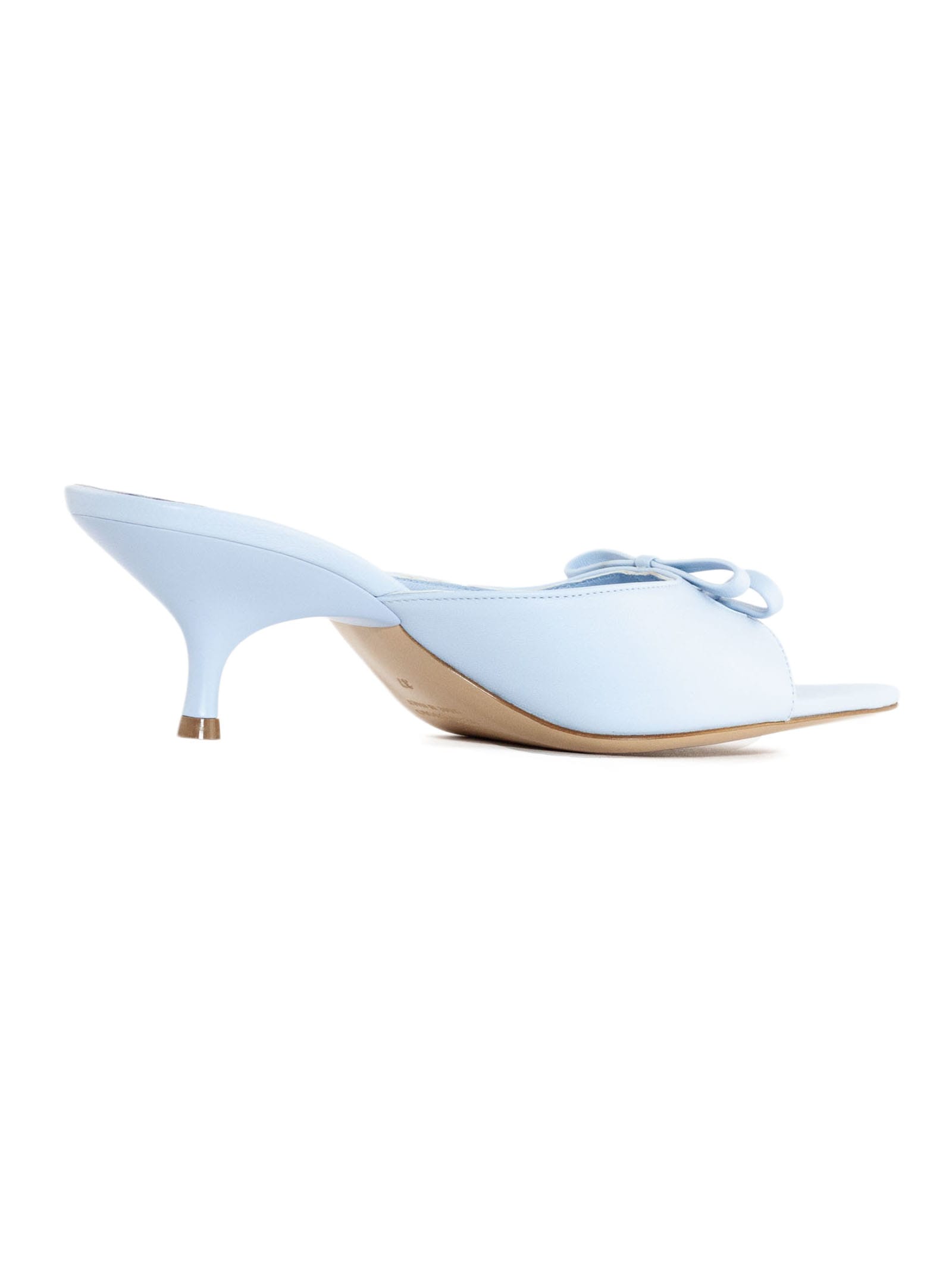 Shop Gia Borghini Light Blue Blanche Leather Sandals Mules