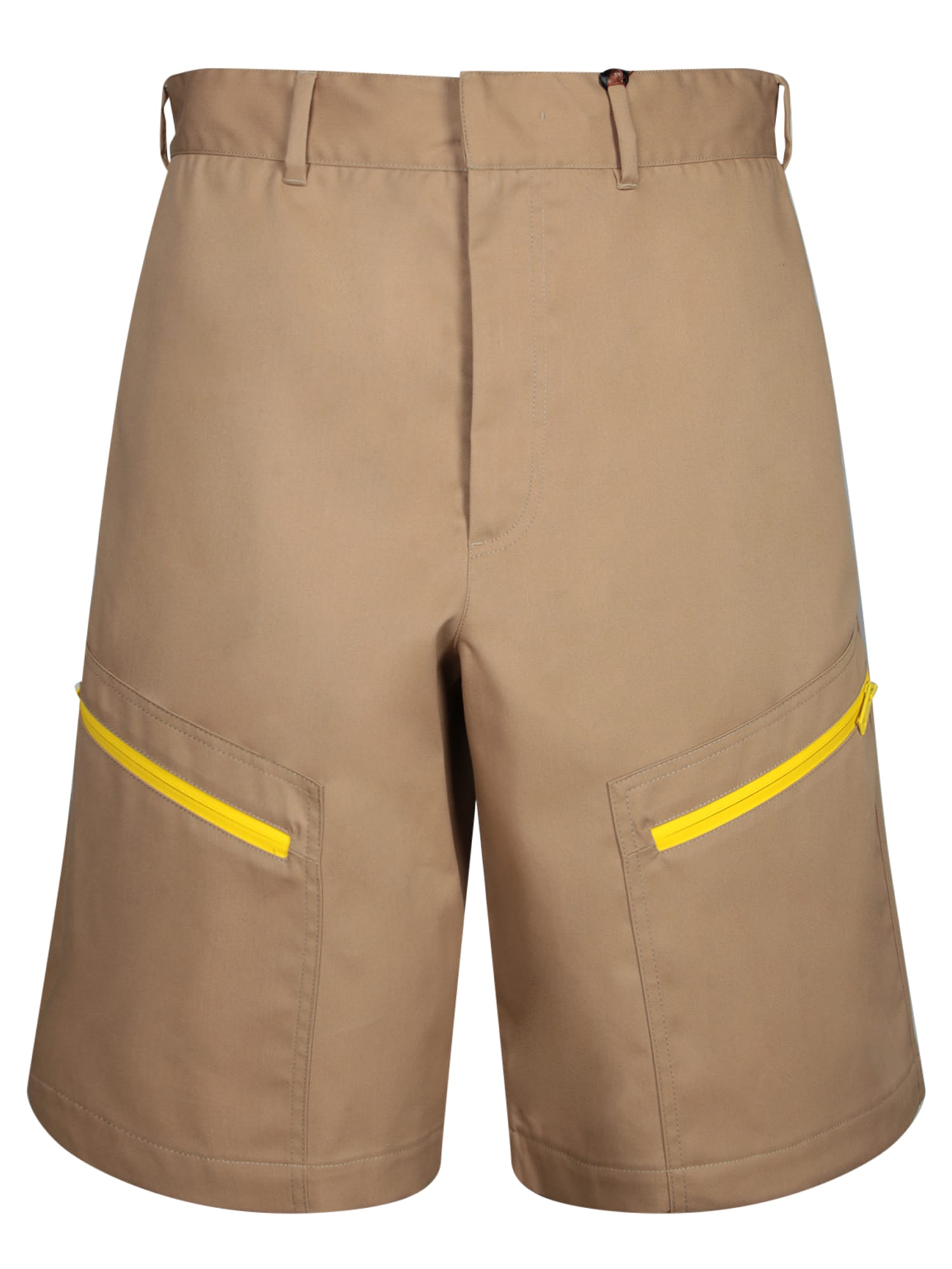 Msgm Relaxed Fit Bermuda Shorts With Zippered Pockets In Beige