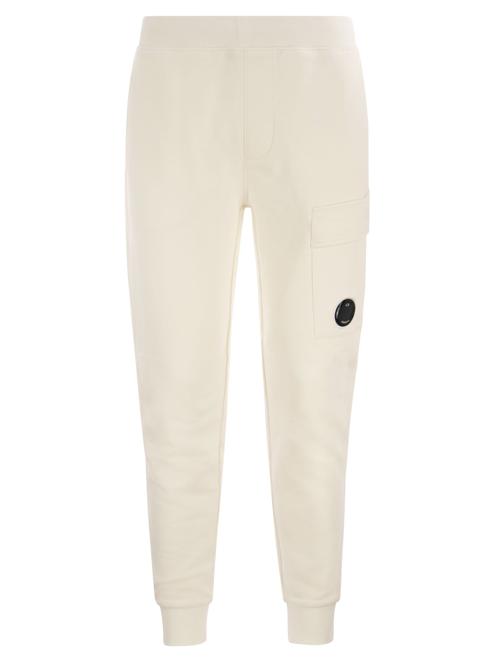 Shop C.p. Company Diagonal Raised Fleece Sweatpants In Gauze White