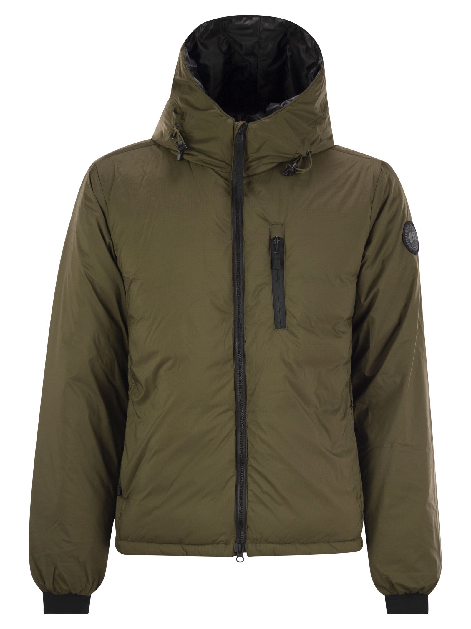 Shop Canada Goose Lodge - Hooded Down Jacket With Matt Finish In Military Green