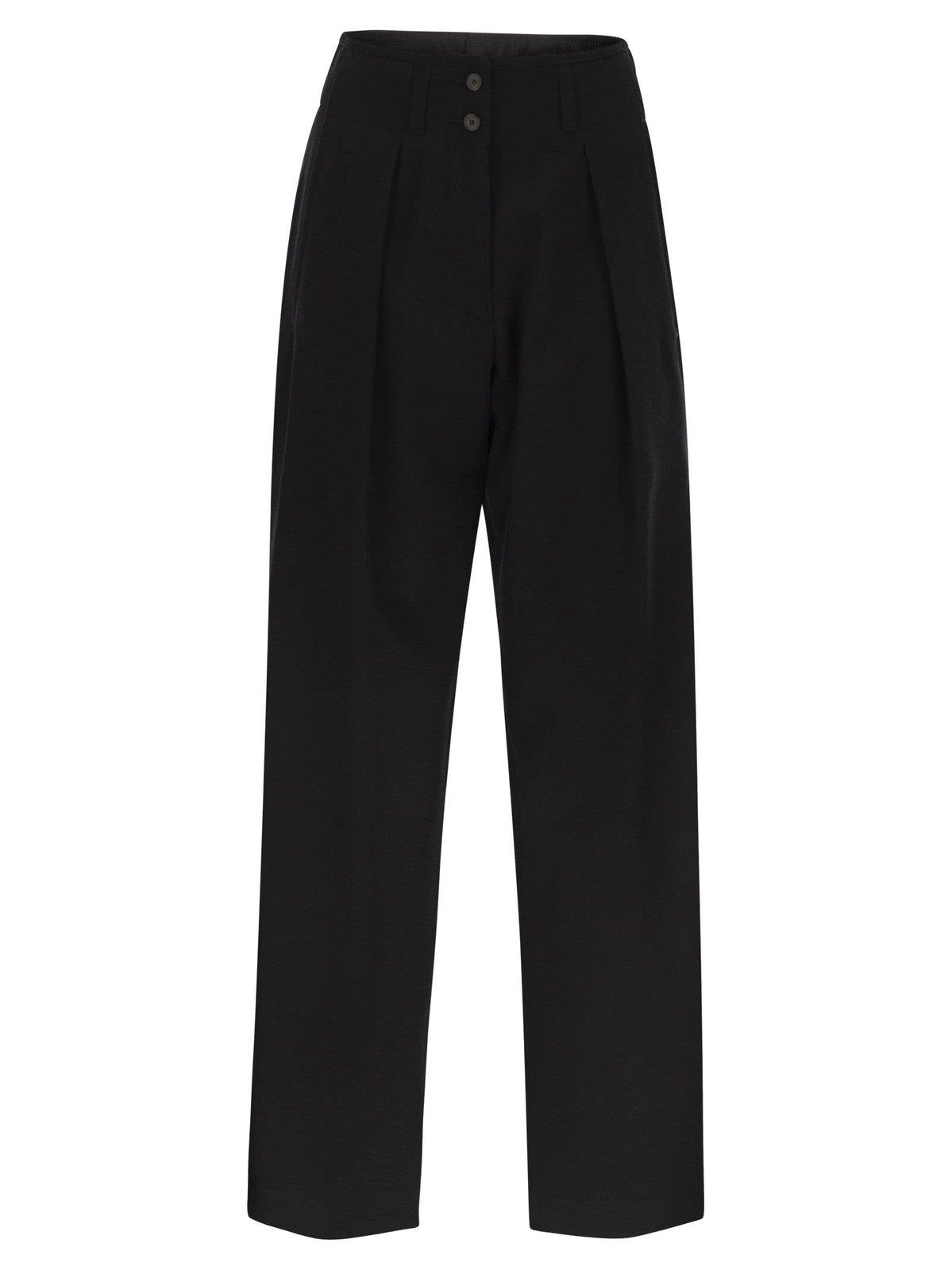 Shop Weekend Max Mara High Waist Straight Leg Trousers In Black