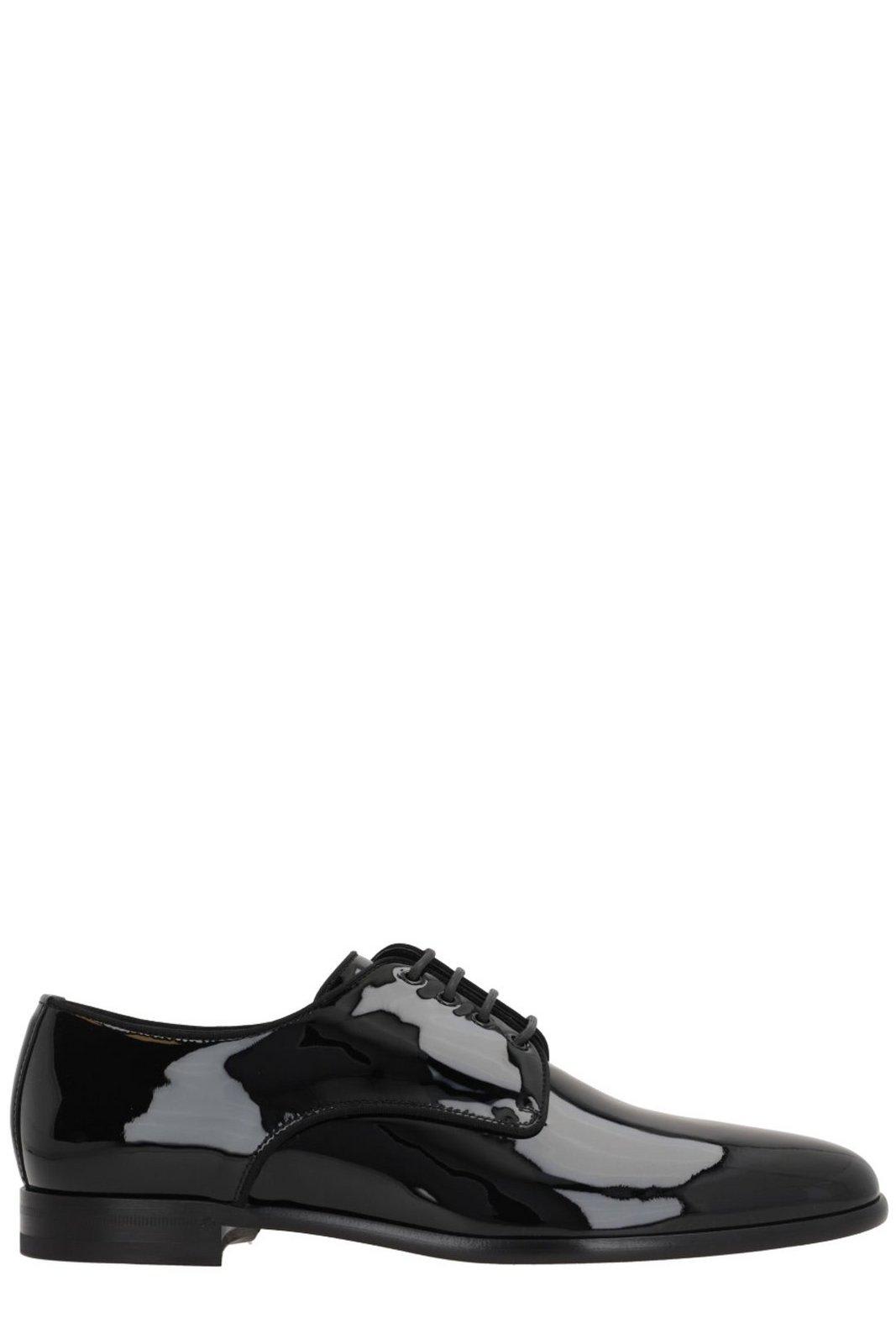 Shop Dolce & Gabbana Round Toe Lace-up Shoes In Nero