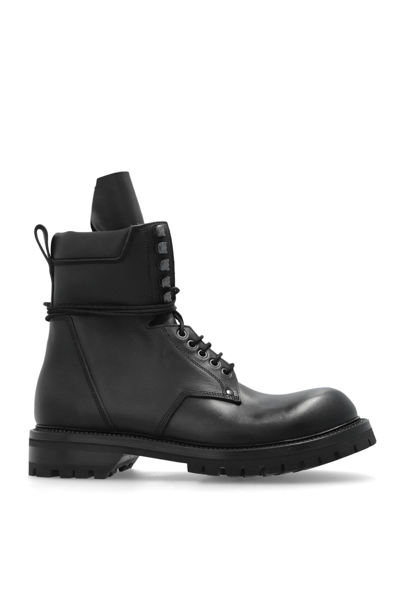 Rick Owens Army Leather Chunky Sole Low Boot In Black