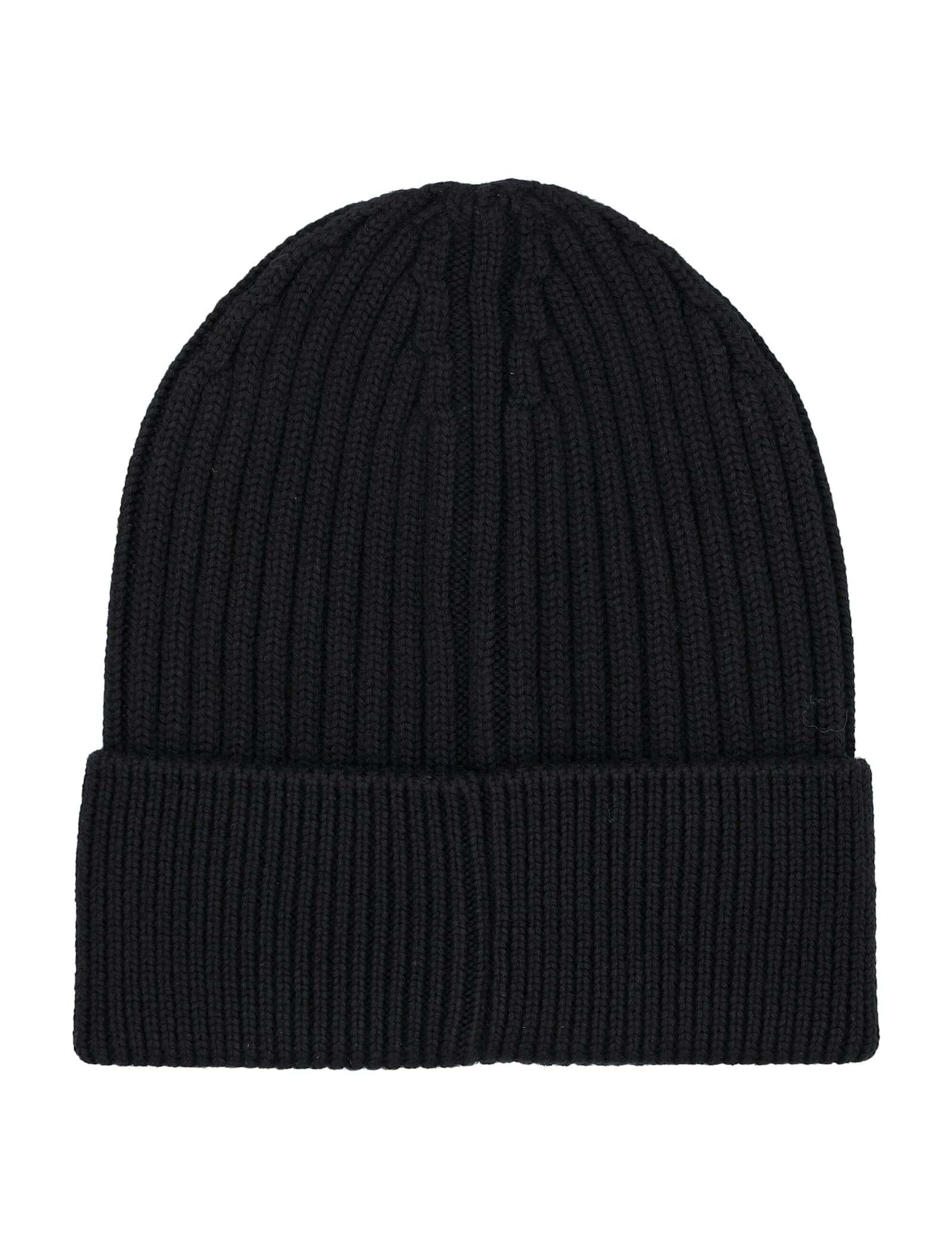 Moncler Black Logo Beanie Hat In Black