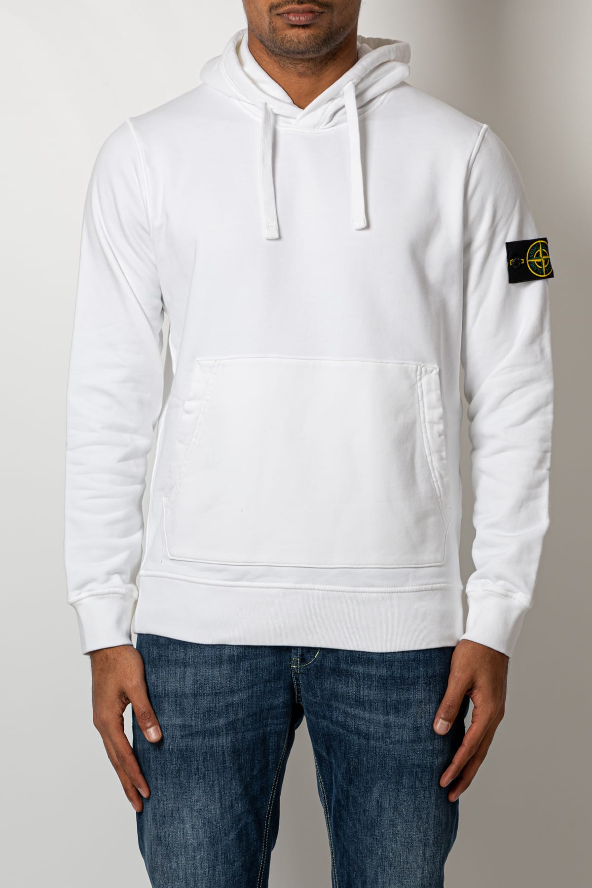 Stone Island Organic Cotton Hoodie In Bianco