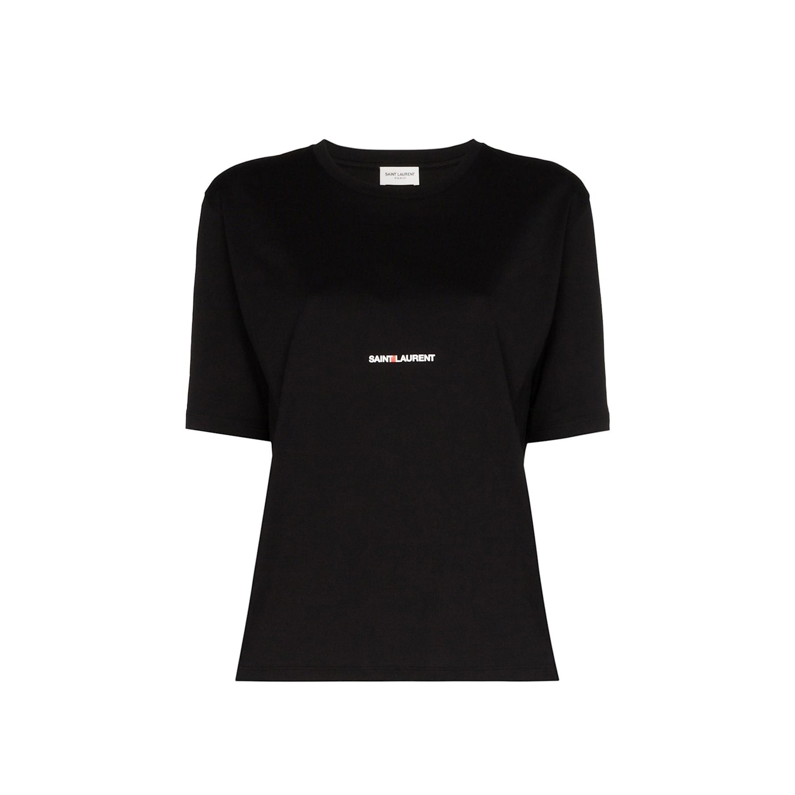 Shop Saint Laurent Cotton Logo T-shirt In Black