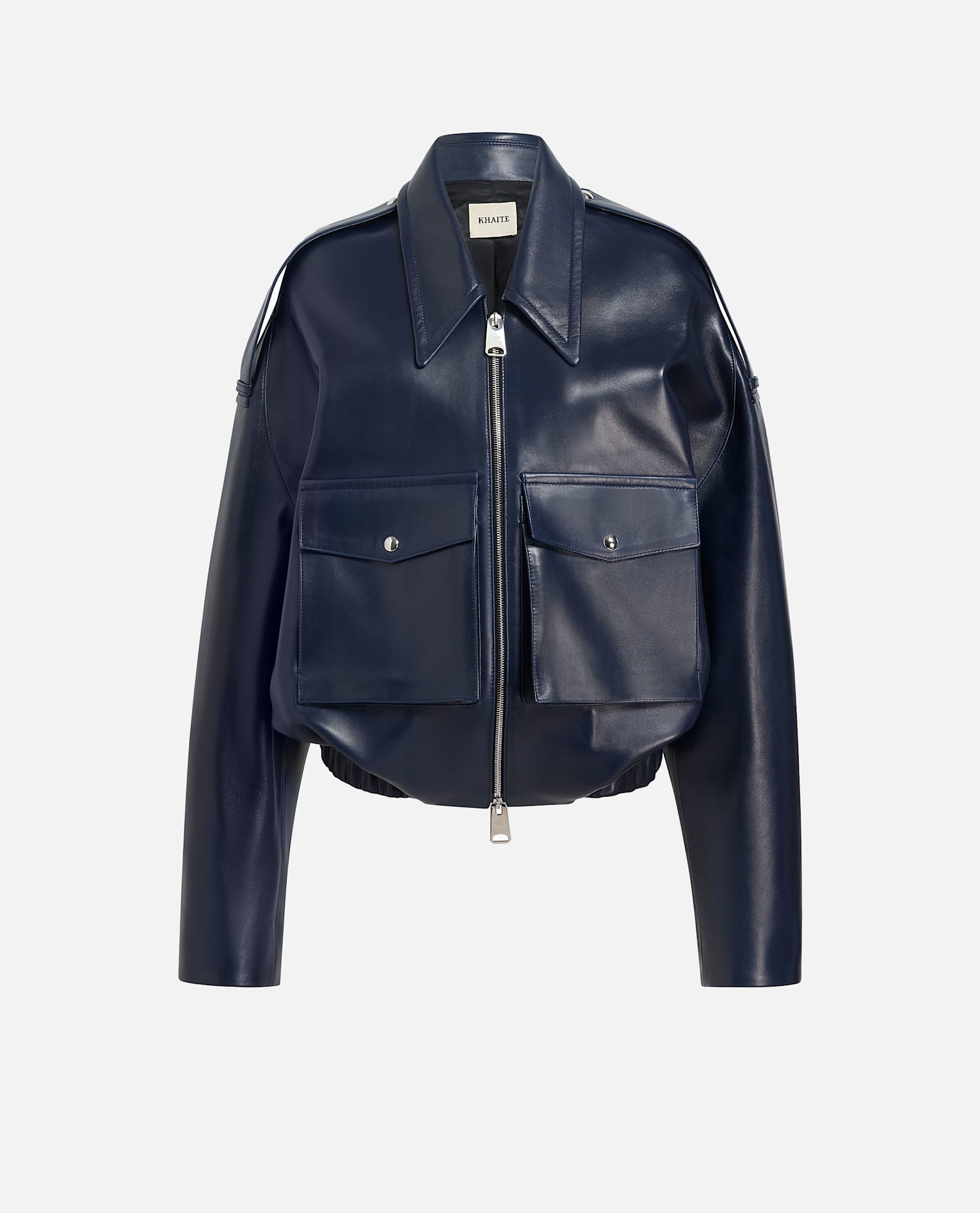Khaite Owey Leather Jacket In Blue