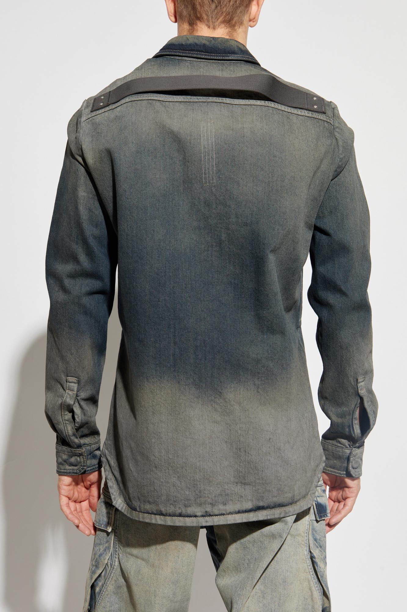 Rick Owens Gray Concordia Fogpocket Denim Shirt In Blue